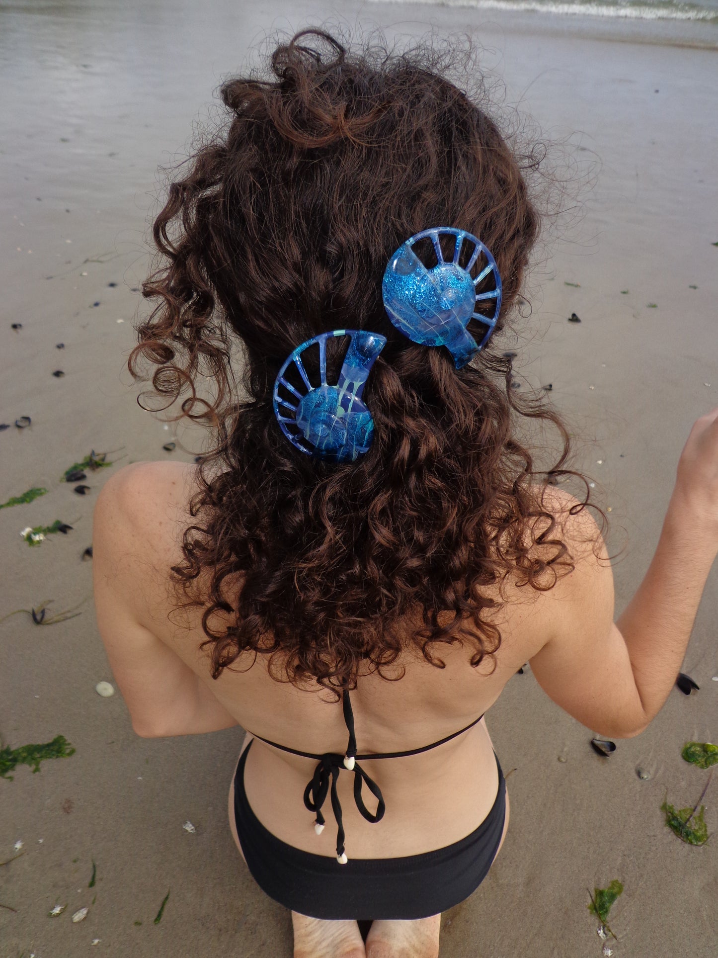 Blue Island Sparkle Shell Barrette