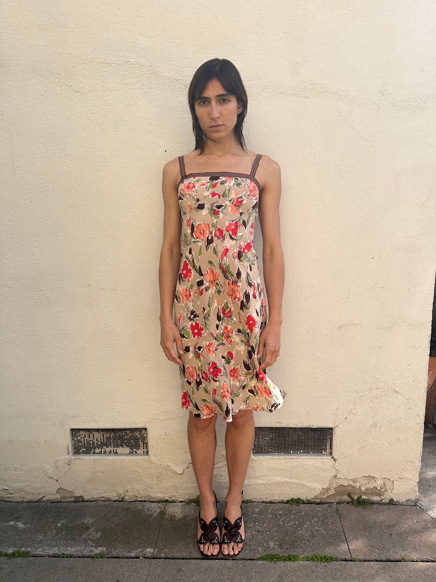 Sand Floral Print Dress