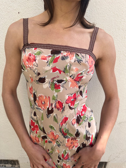 Sand Floral Print Dress