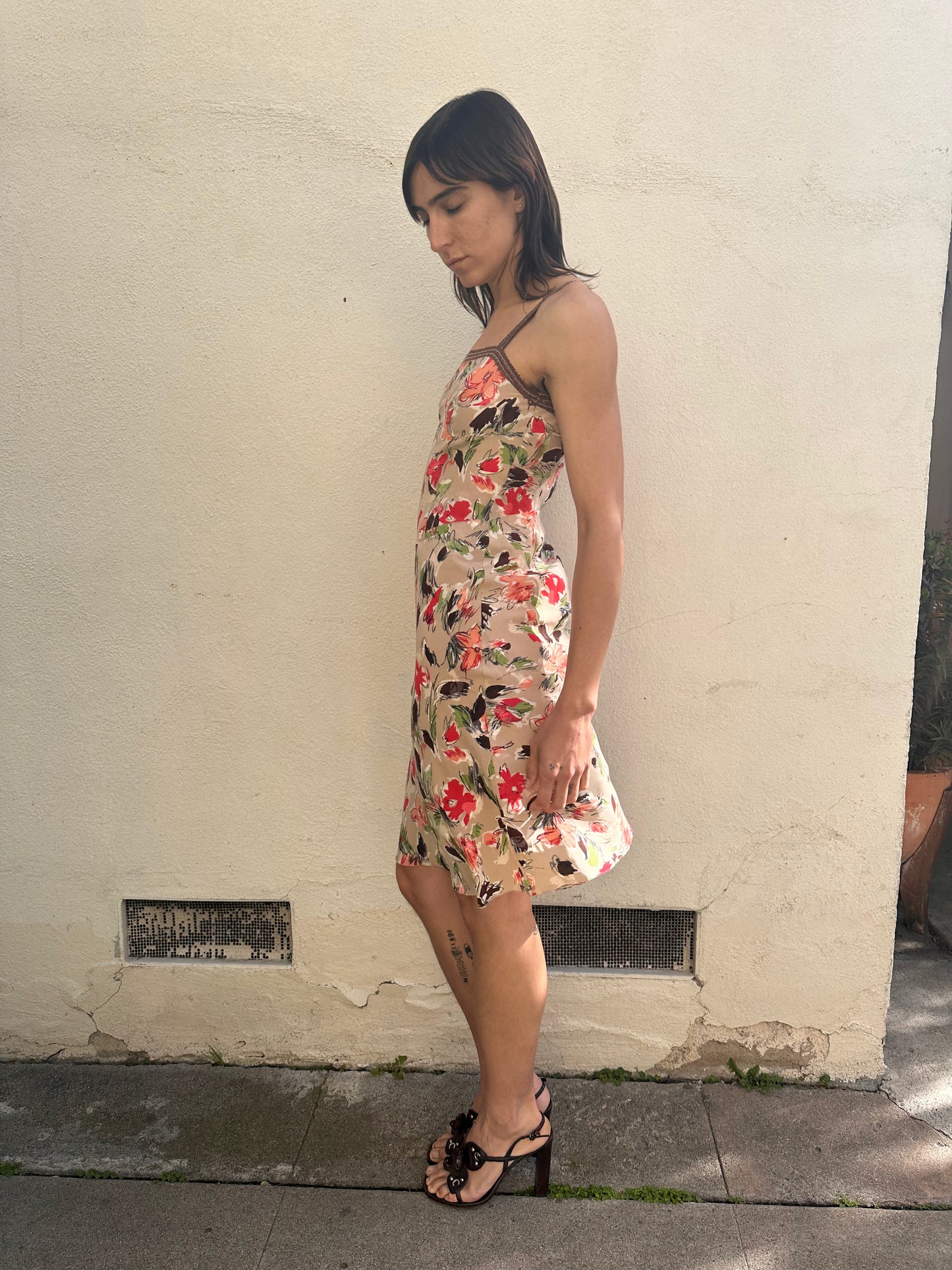 Sand Floral Print Dress