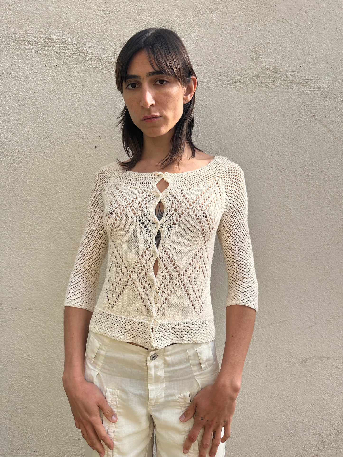 Ivory Knit Long-Sleeve Top