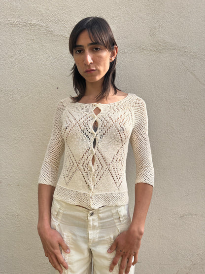 Ivory Knit Long-Sleeve Top