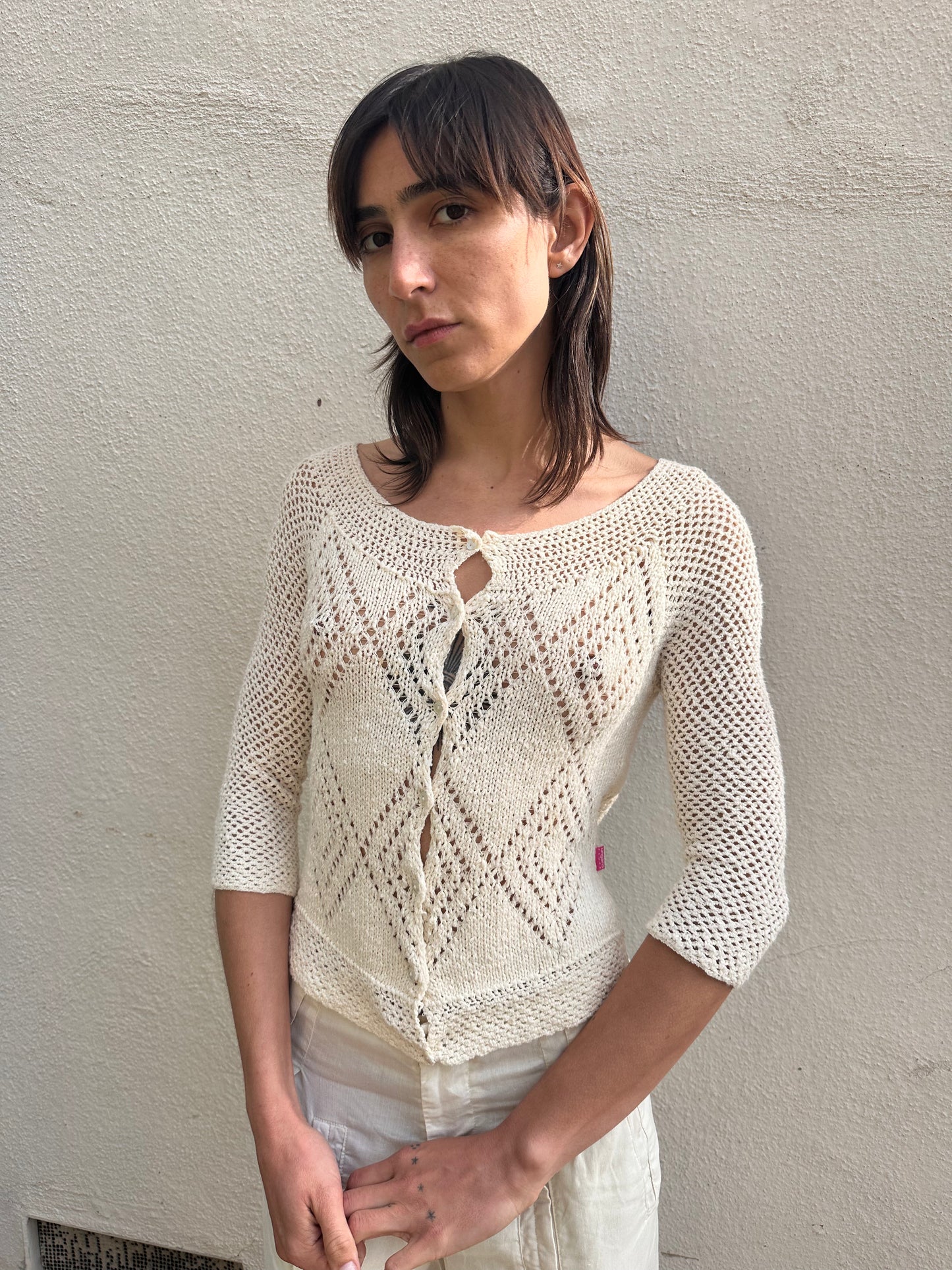 Ivory Knit Long-Sleeve Top