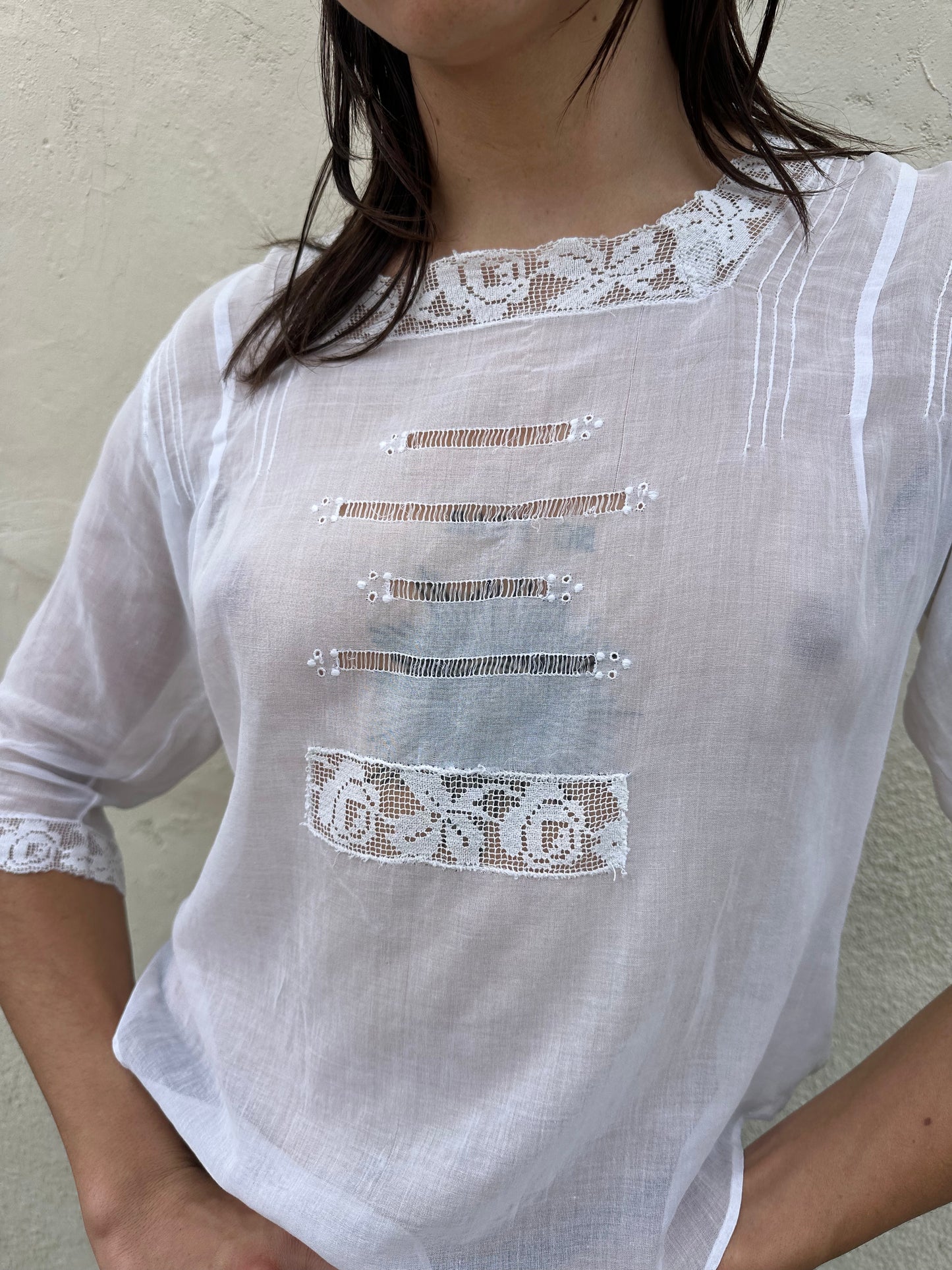 Antique Vintage - 1920s White Embroidered Top