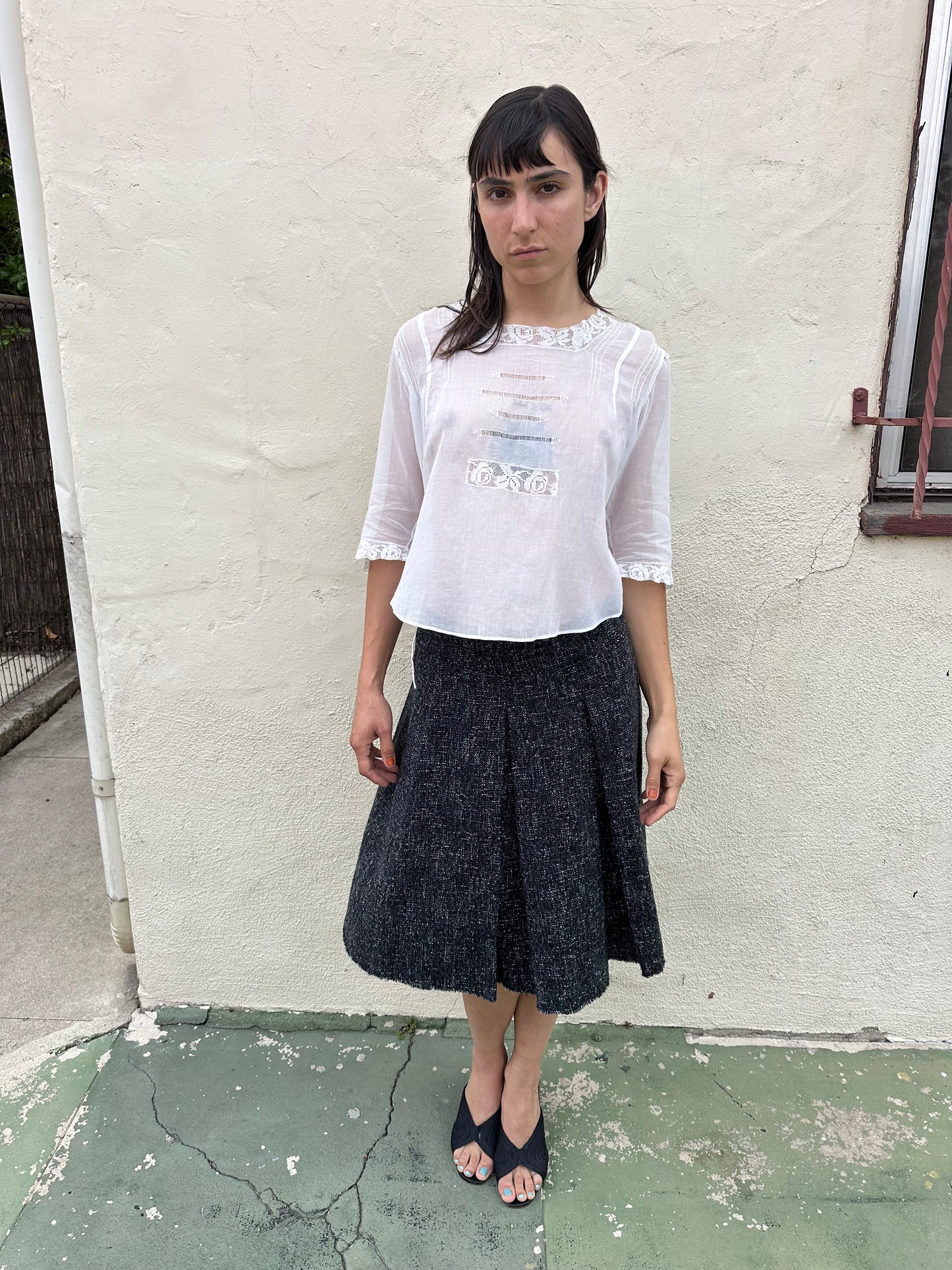 Antique Vintage - 1920s White Embroidered Top