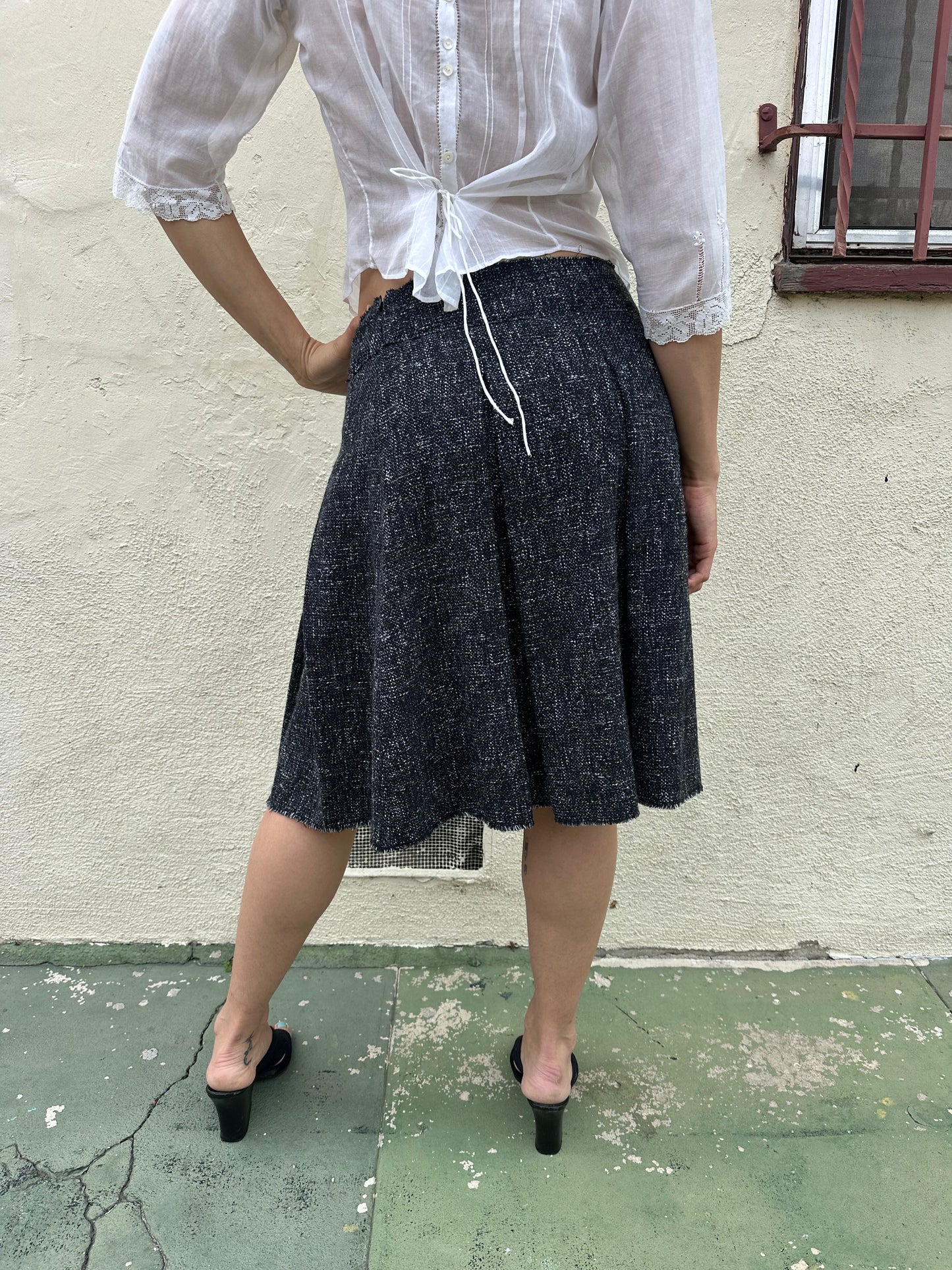 Philosophy di Alberta Ferretti - Black Tweed Pleated Skirt