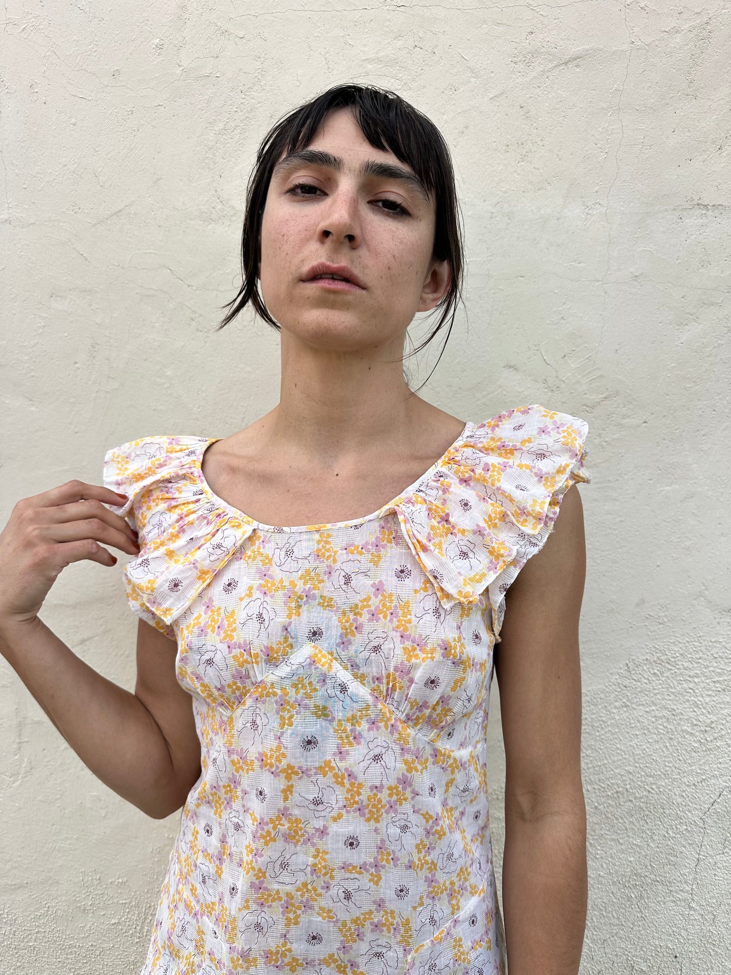 Antique Vintage - 1930s Floral Ruffle Dress