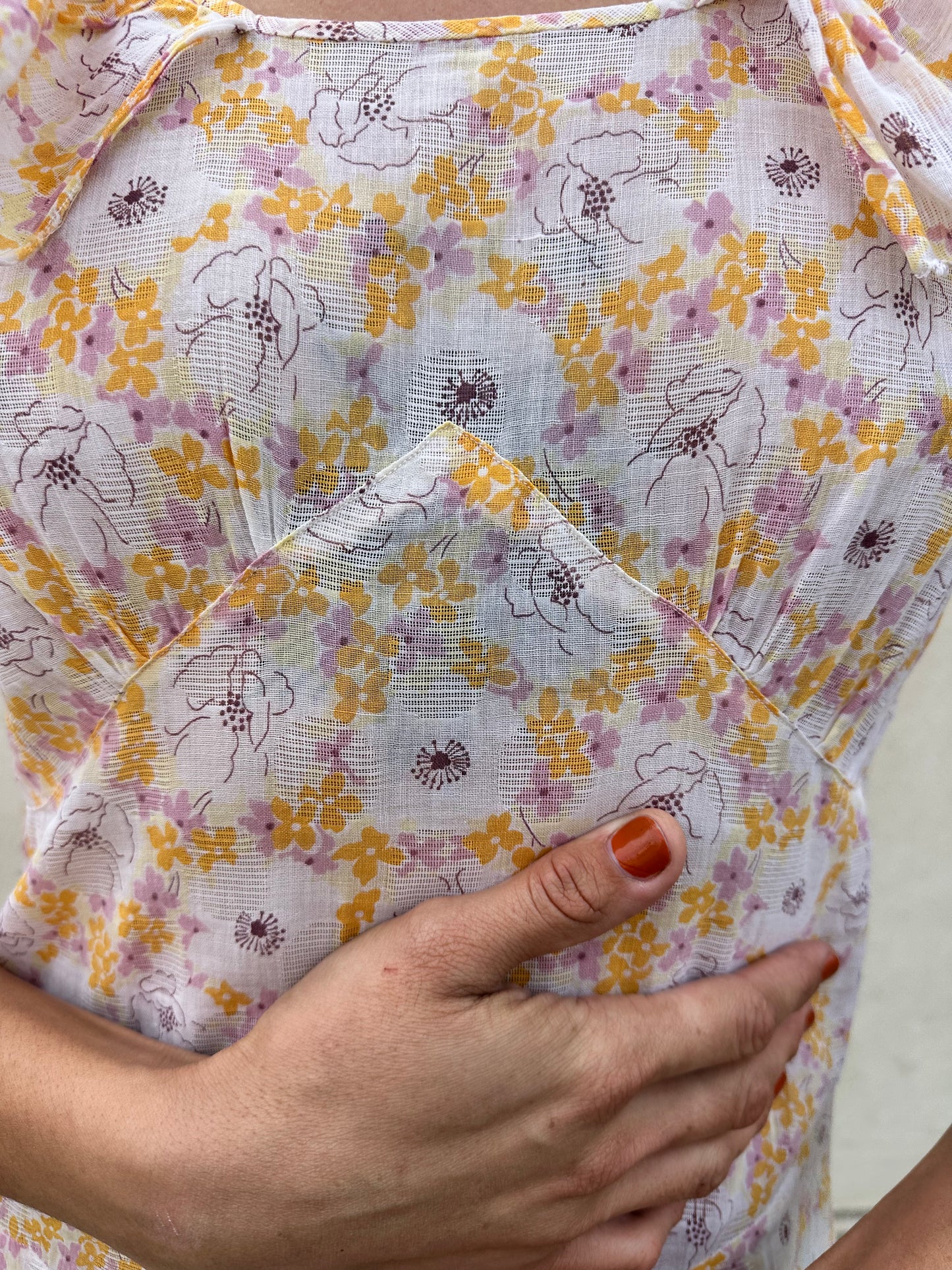 Antique Vintage - 1930s Floral Ruffle Dress