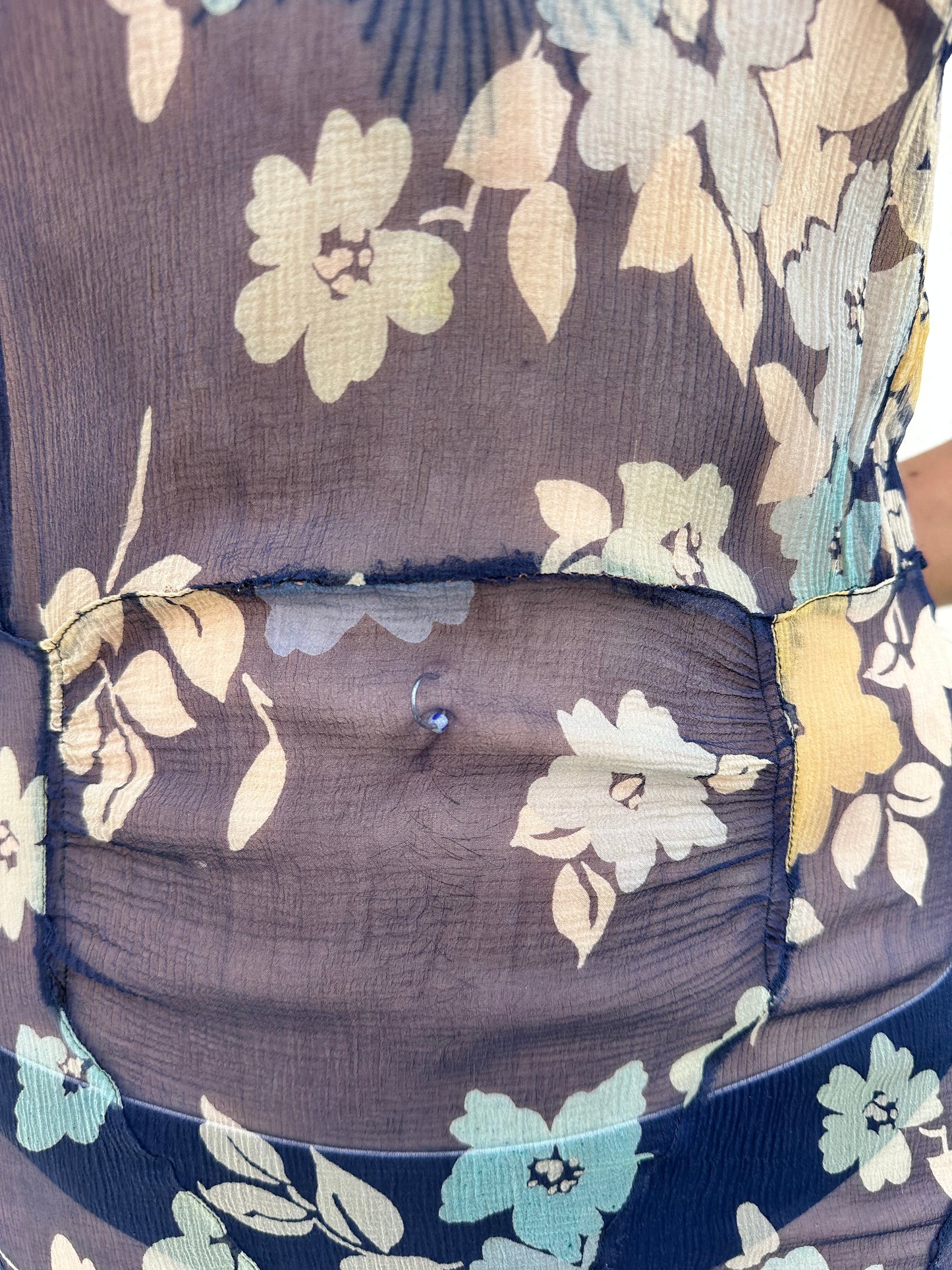 Antique Vintage - 1920s Silk Chiffon Floral Dress