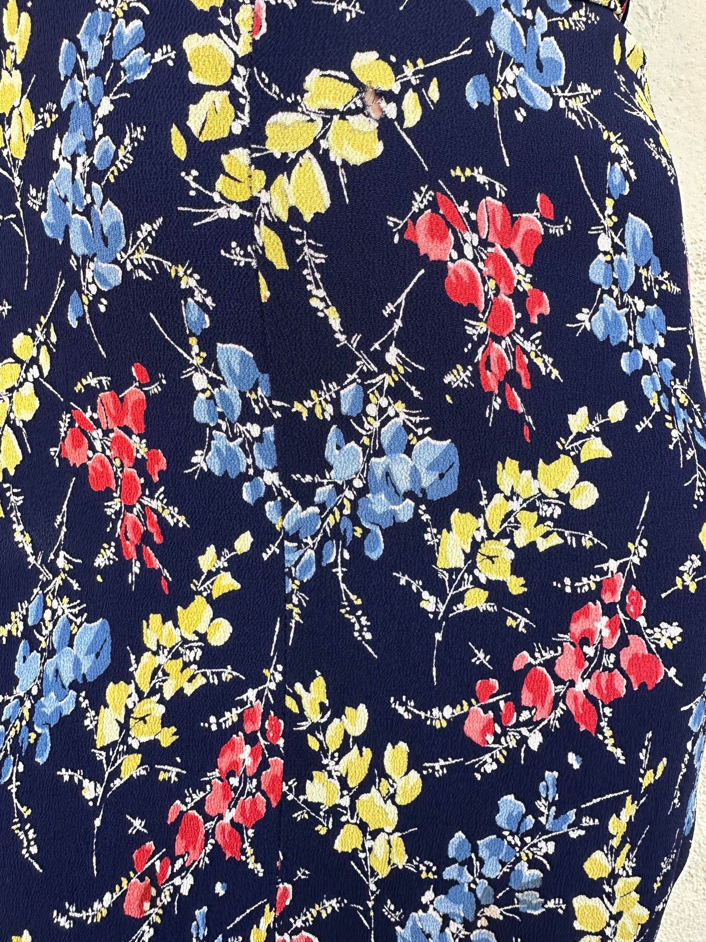 Antique Vintage - 1940s Navy Floral Dress