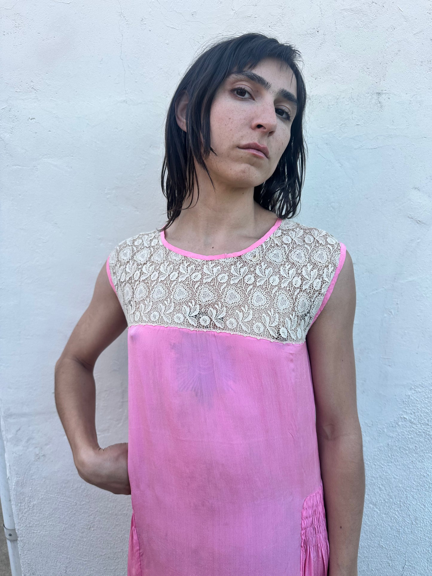 Antique Vintage - 1930s Pink Silk Slip