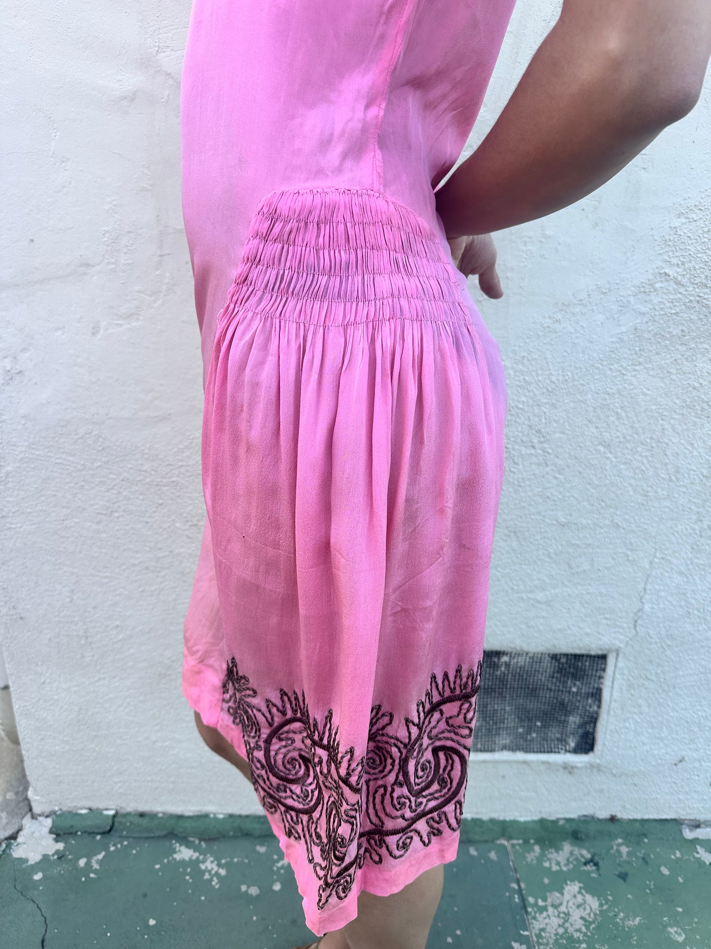 Antique Vintage - 1930s Pink Silk Slip