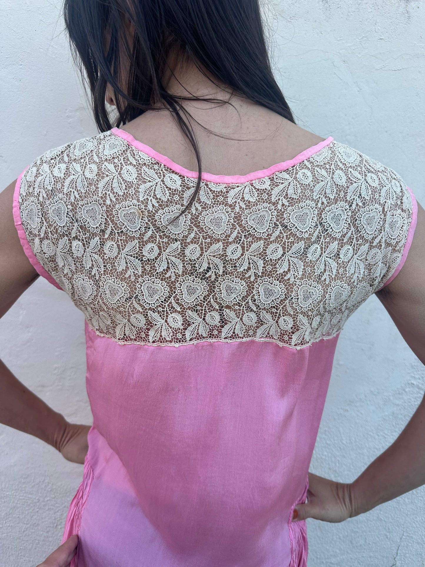 Antique Vintage - 1930s Pink Silk Slip