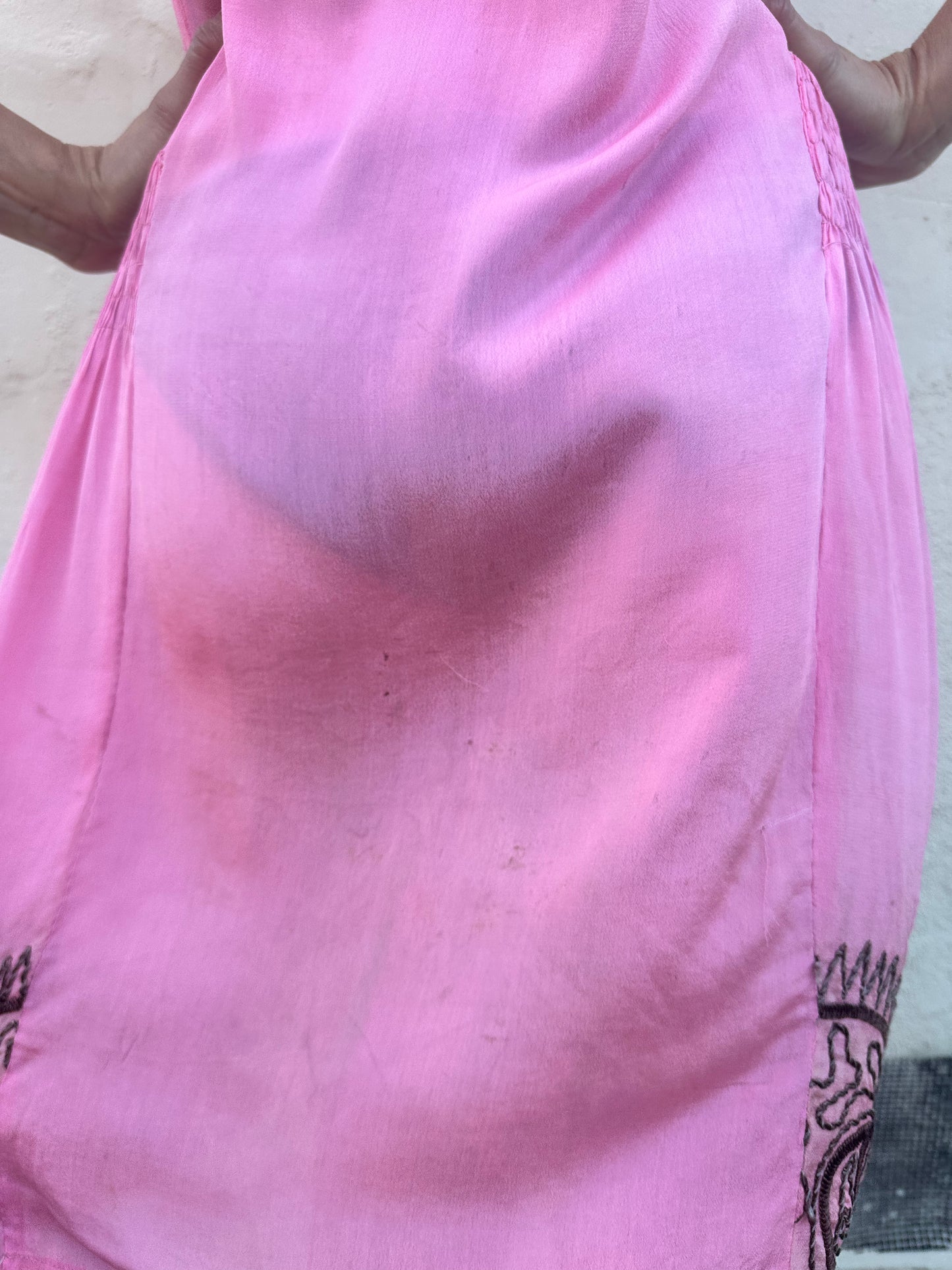 Antique Vintage - 1930s Pink Silk Slip