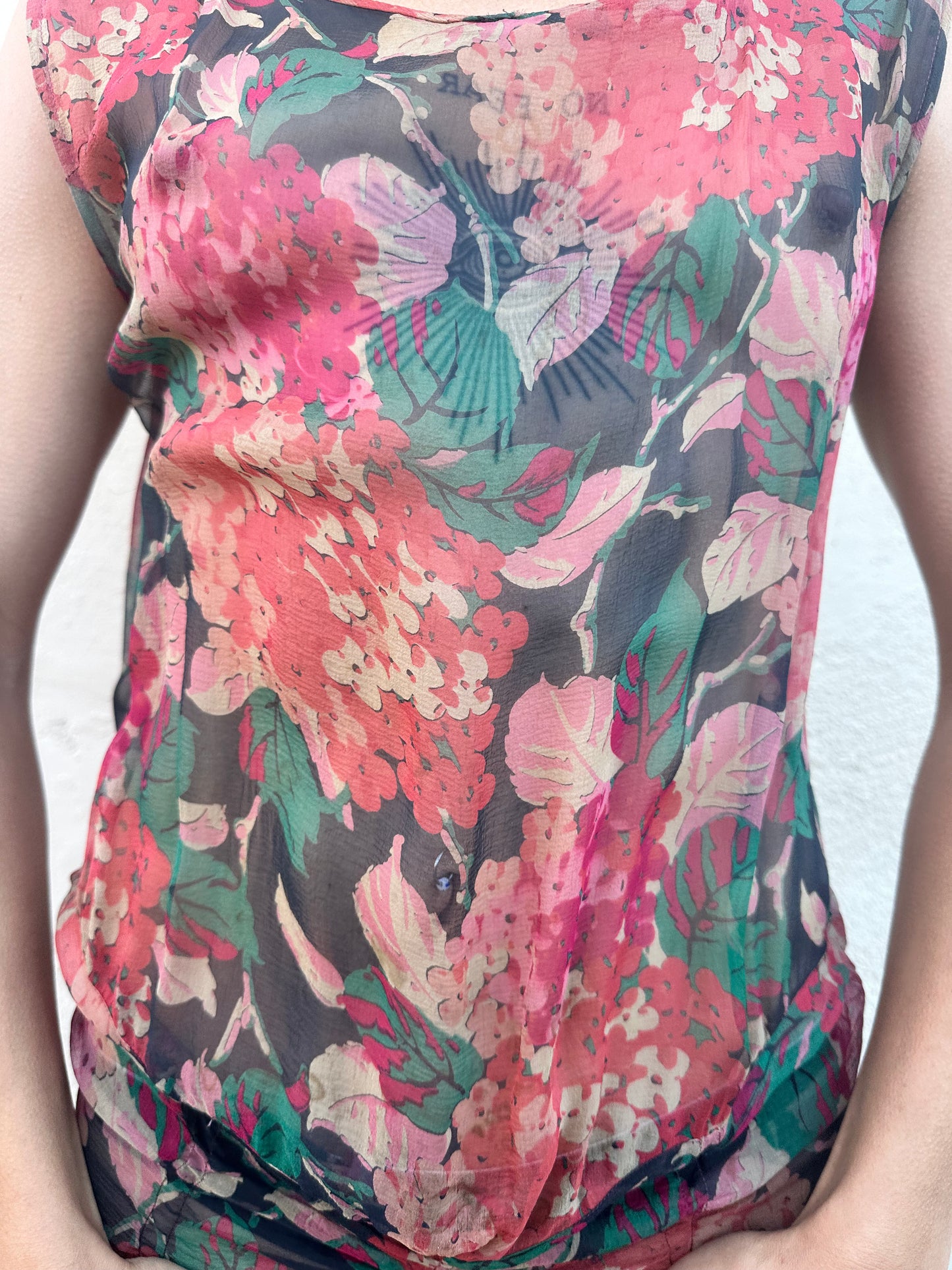 Antique Vintage - 1920s Silk Chiffon Floral Dress