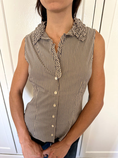 Striped Ruffle Button Up