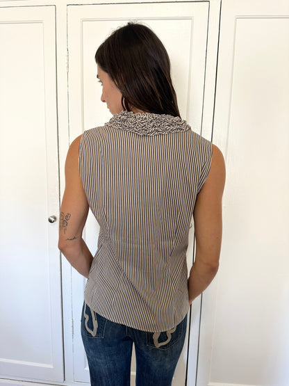 Striped Ruffle Button Up