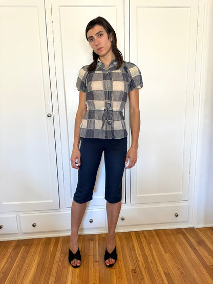 Metallic Babydoll Blouse