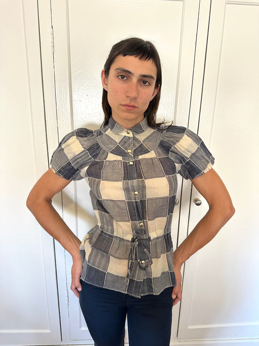 Metallic Babydoll Blouse