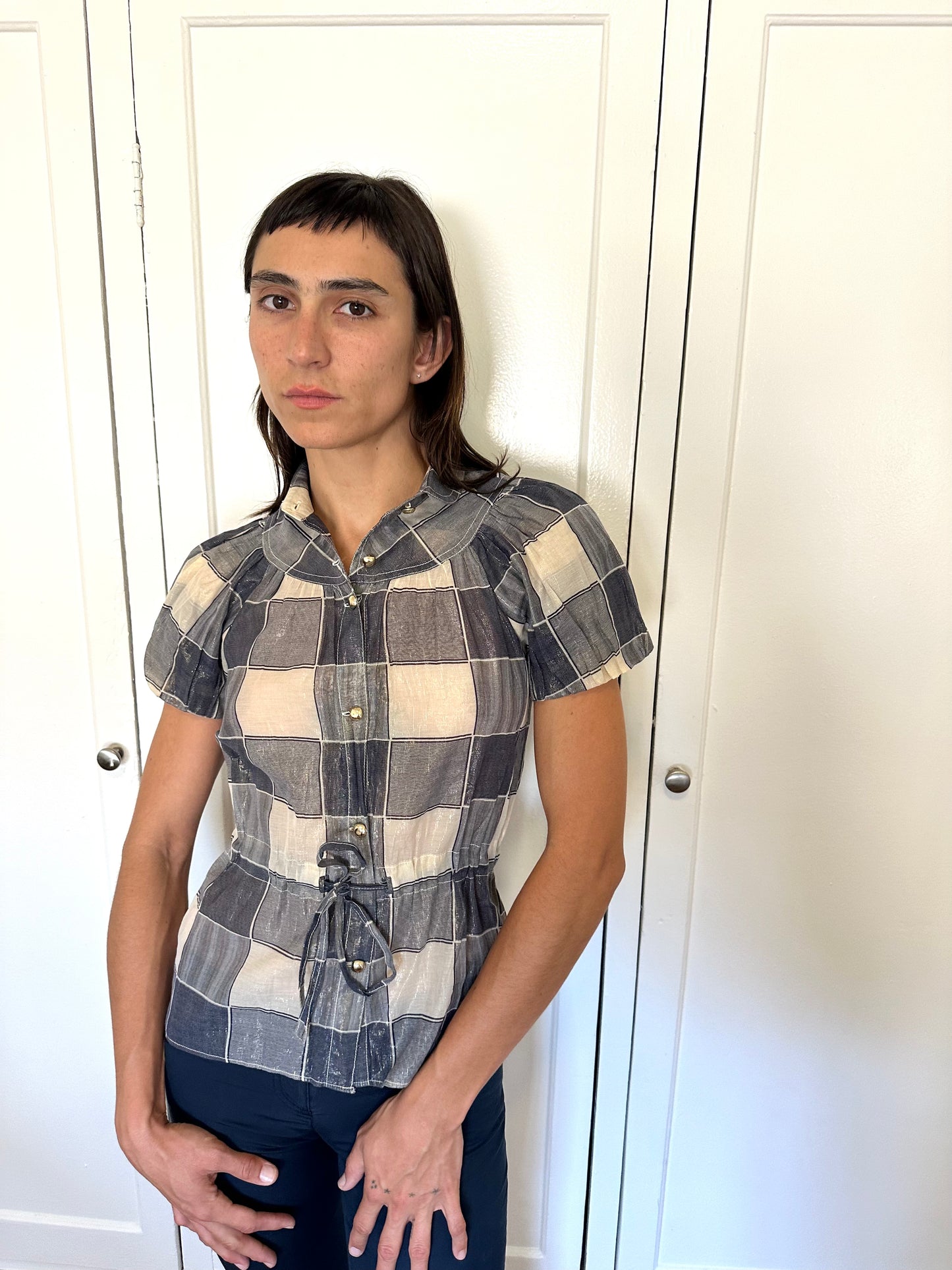 Metallic Babydoll Blouse