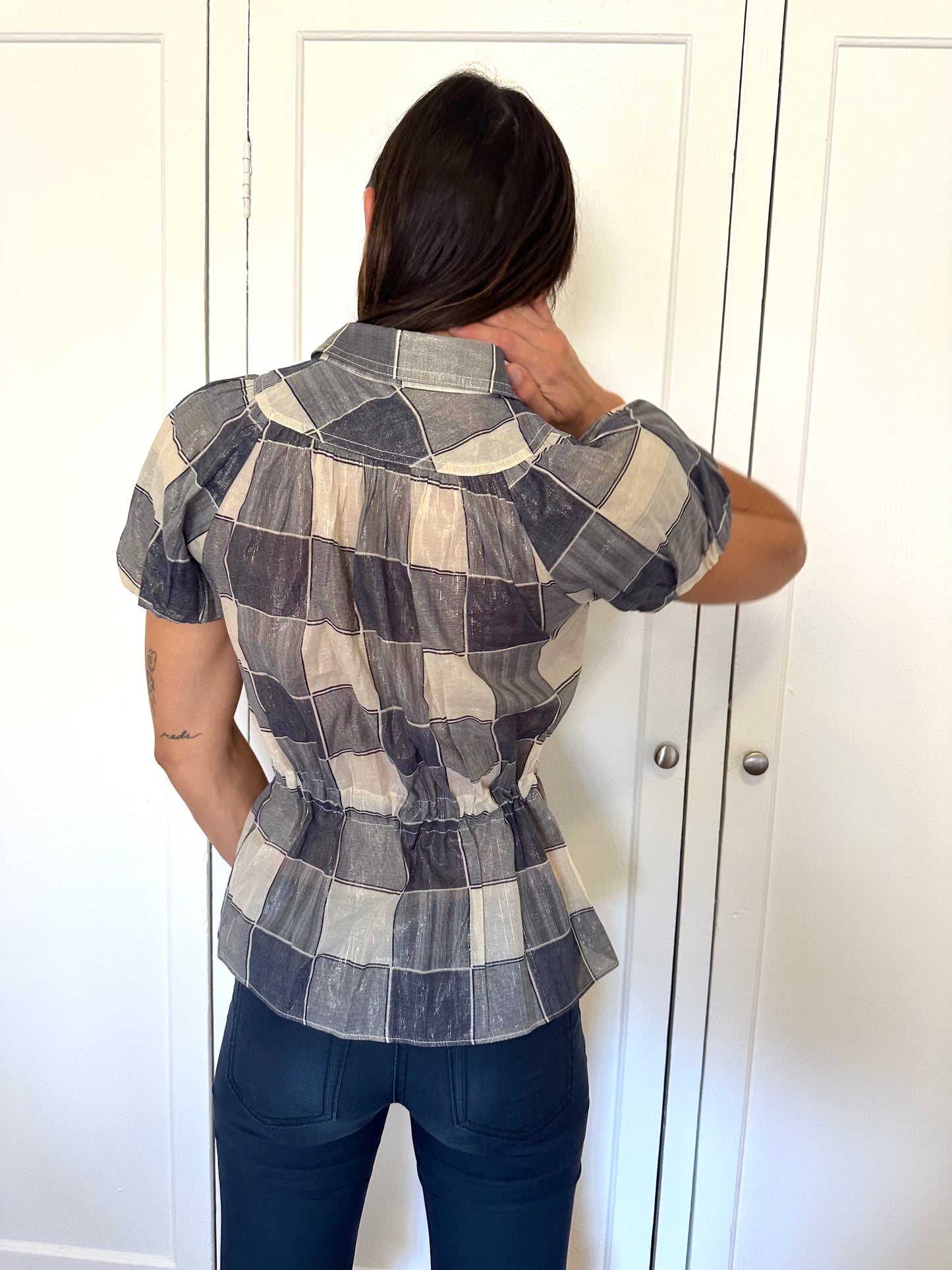 Metallic Babydoll Blouse