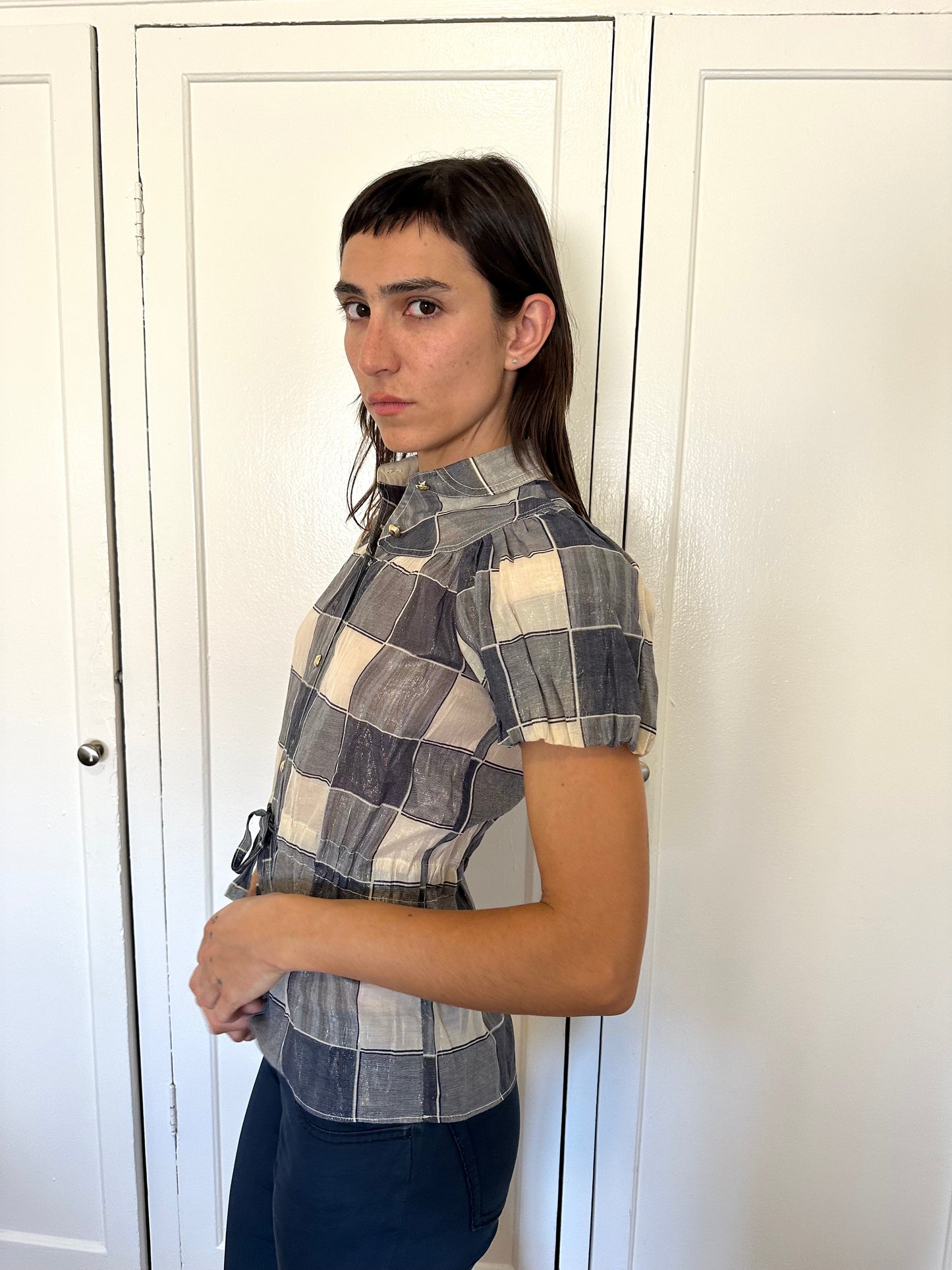 Metallic Babydoll Blouse