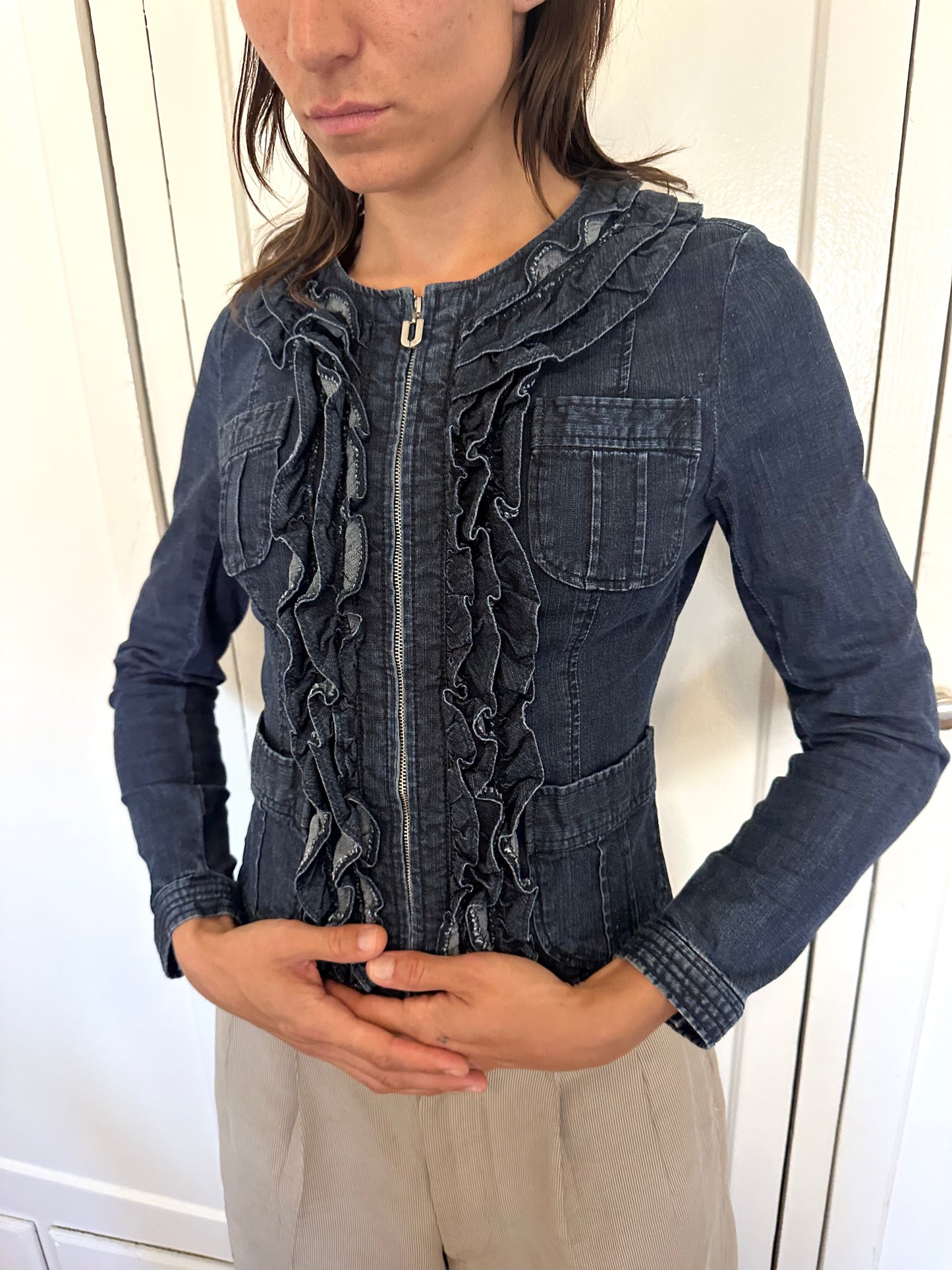 Ruffle Denim Jacket
