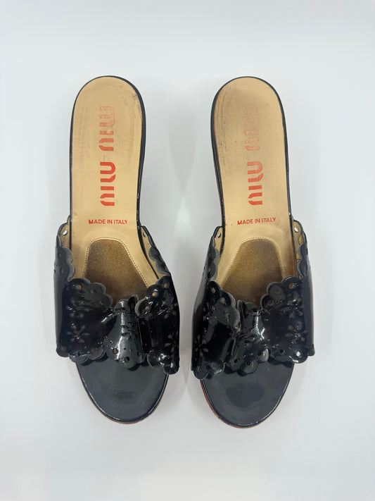 Miu Miu - Patent Leather Wooden Sandals