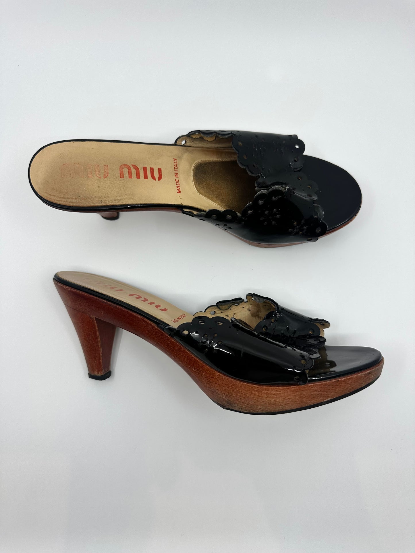 Miu Miu - Patent Leather Wooden Sandals
