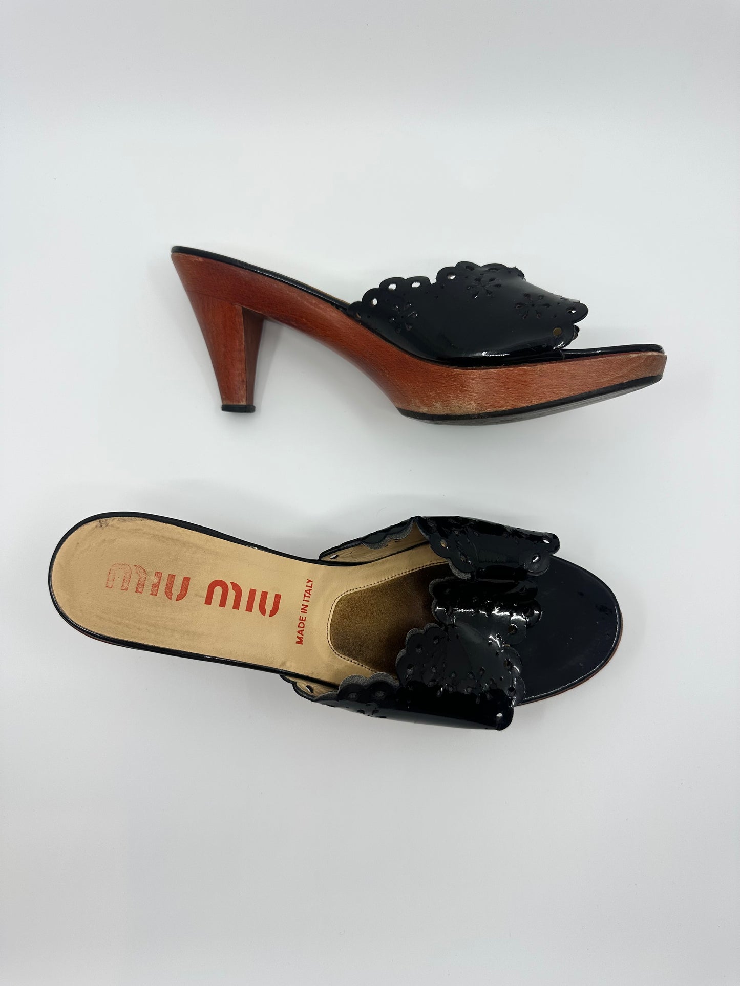 Miu Miu - Patent Leather Wooden Sandals