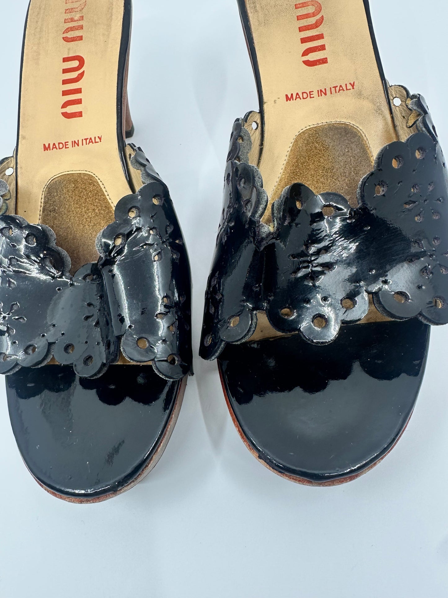 Miu Miu - Patent Leather Wooden Sandals