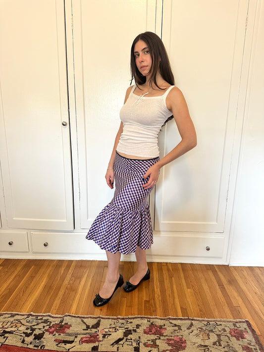 Antique Vintage - 1940s Gingham Taffeta Skirt