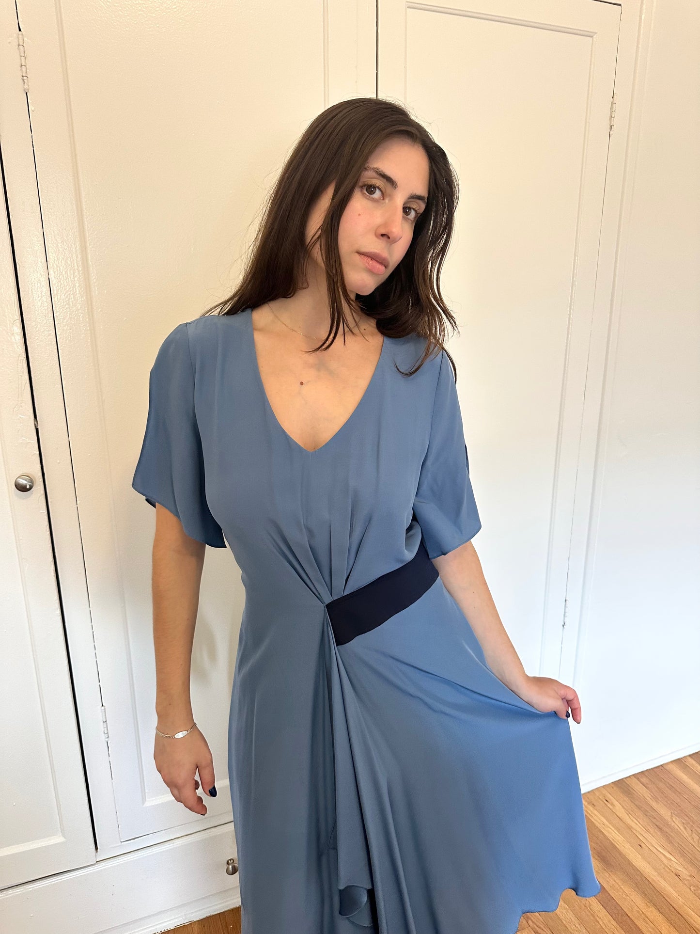 Armani - Blue Silk Waist Dress