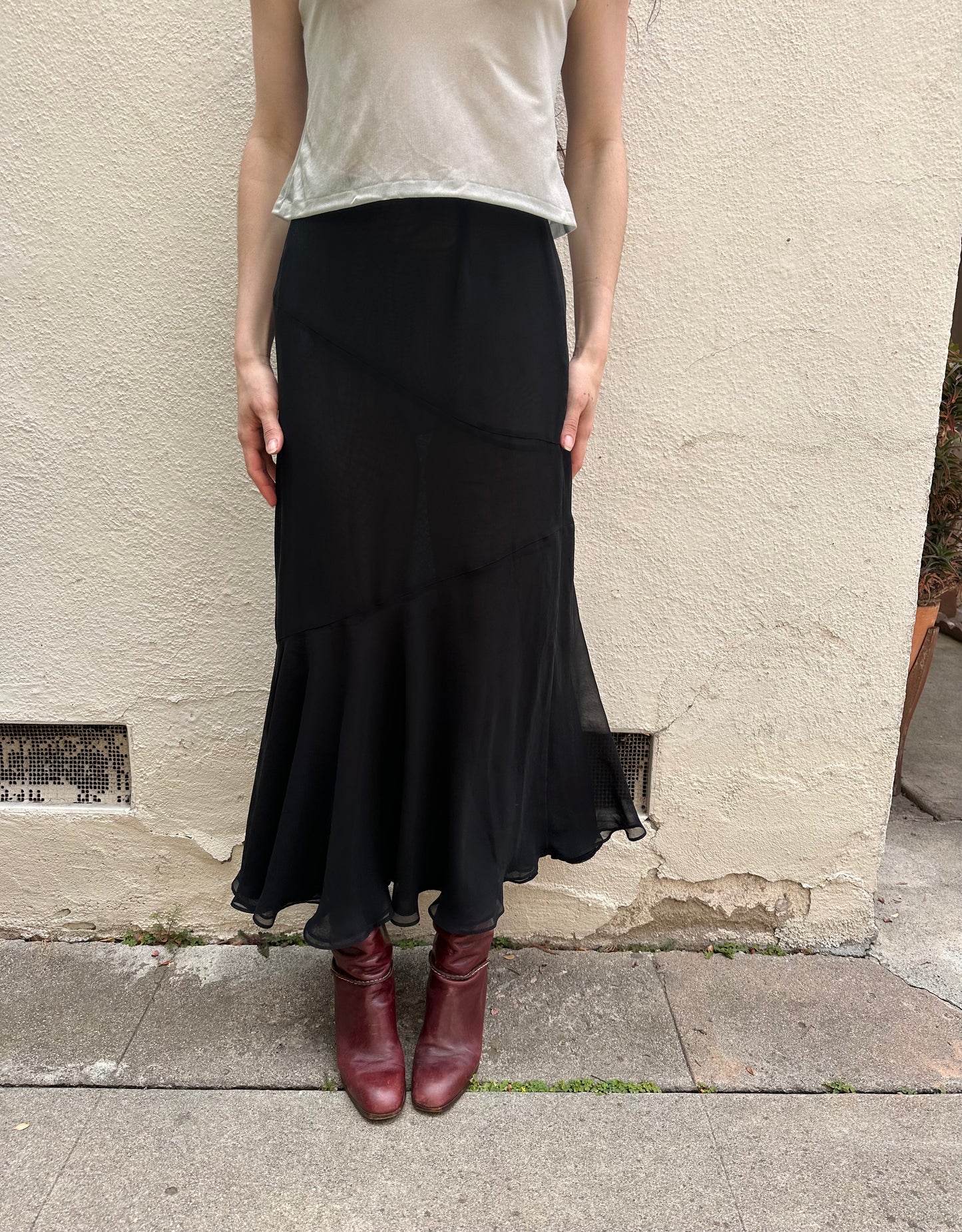 Black Sheer Maxi Skirt
