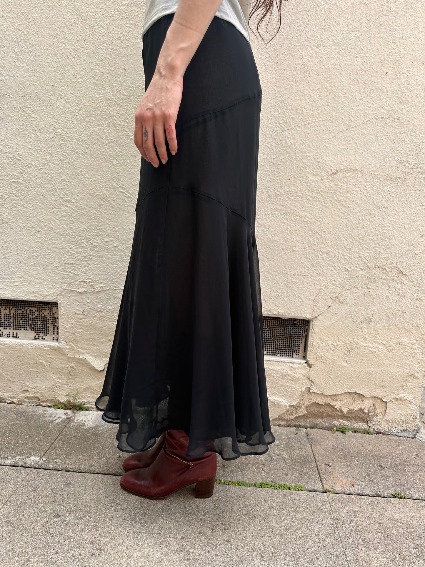 Black Sheer Maxi Skirt