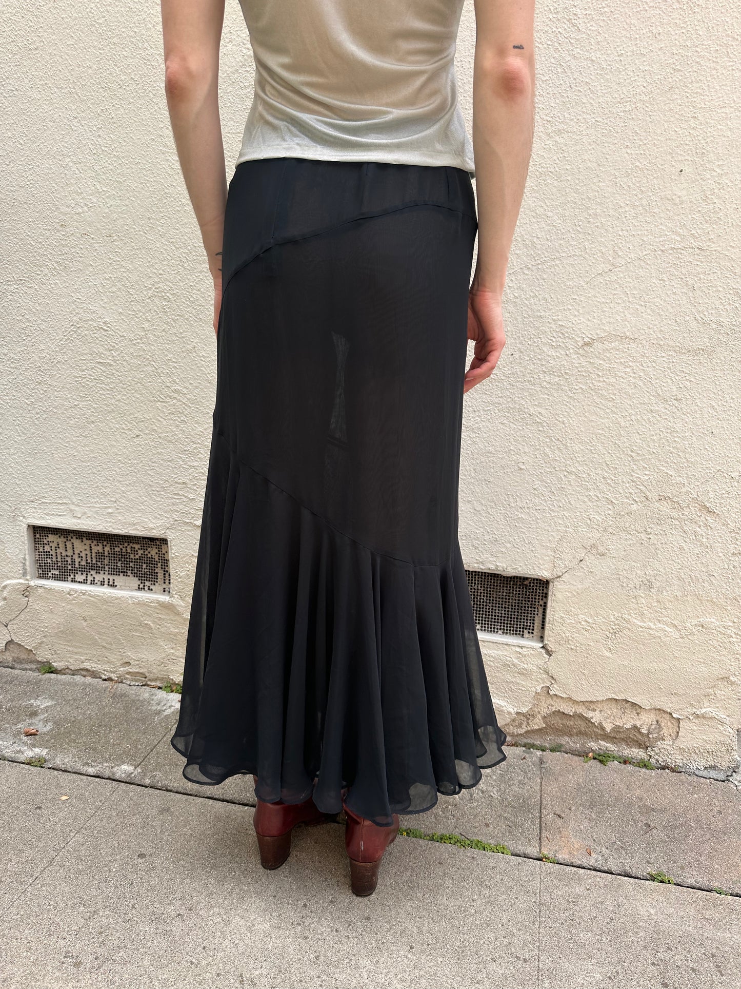 Black Sheer Maxi Skirt