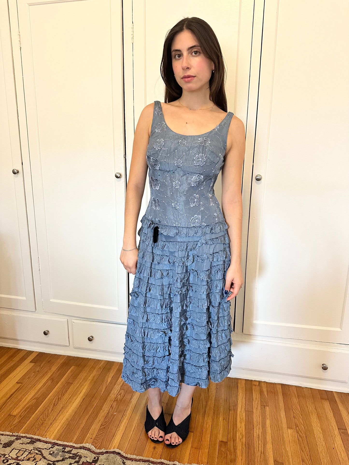 Antique Vintage - 1940s Tiered Ruffle Dress