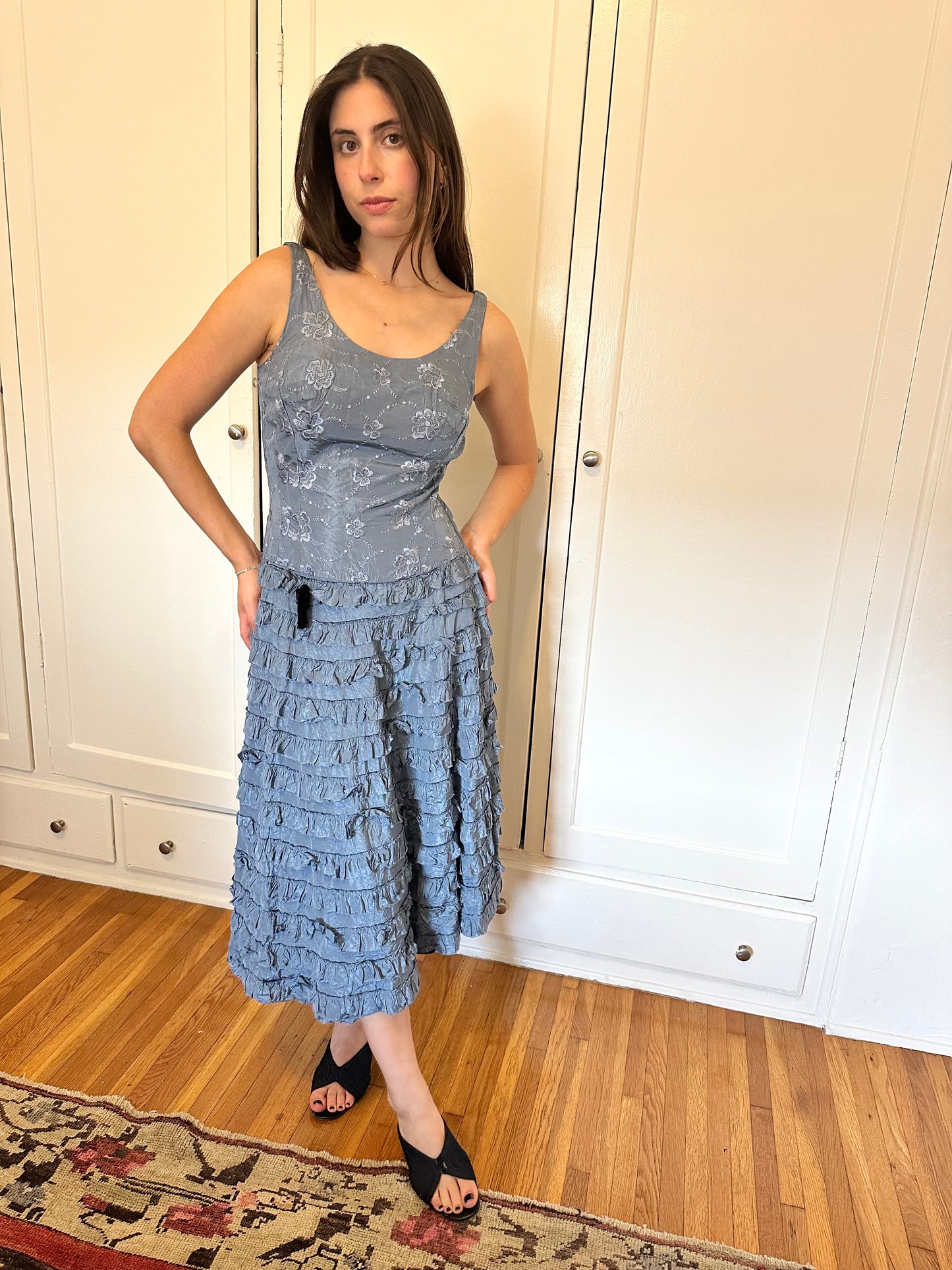 Antique Vintage - 1940s Tiered Ruffle Dress