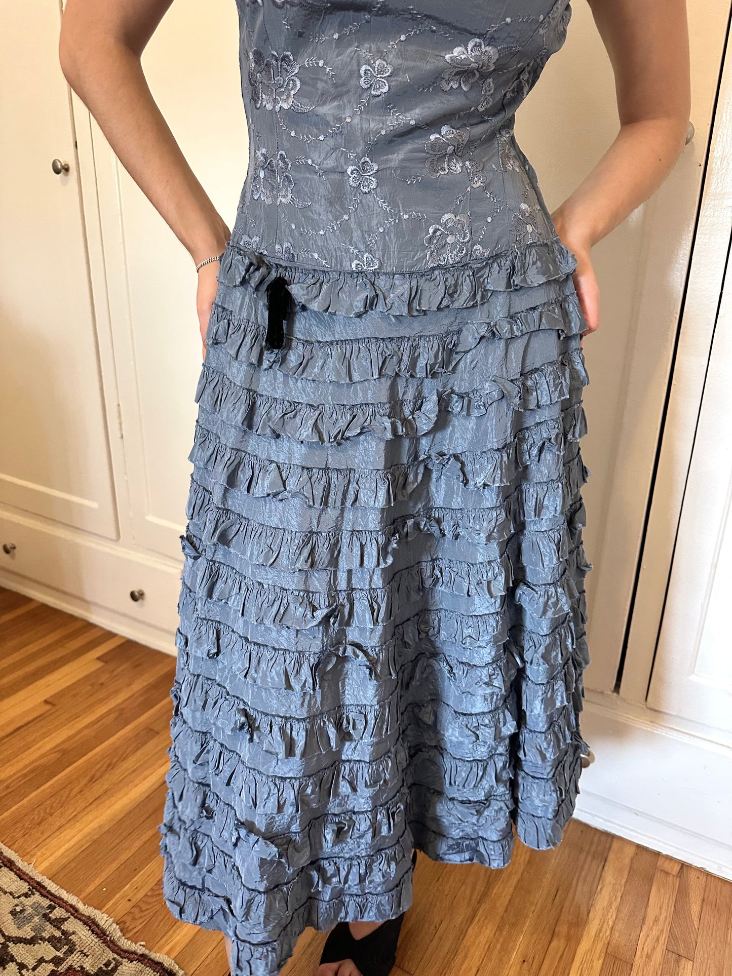 Antique Vintage - 1940s Tiered Ruffle Dress