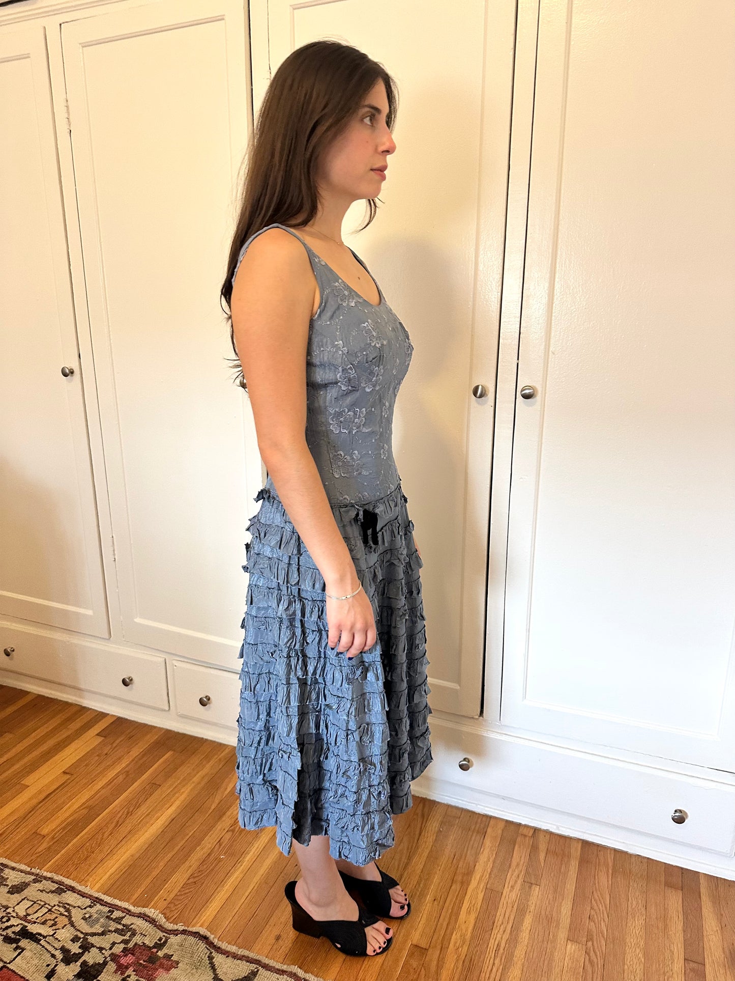 Antique Vintage - 1940s Tiered Ruffle Dress