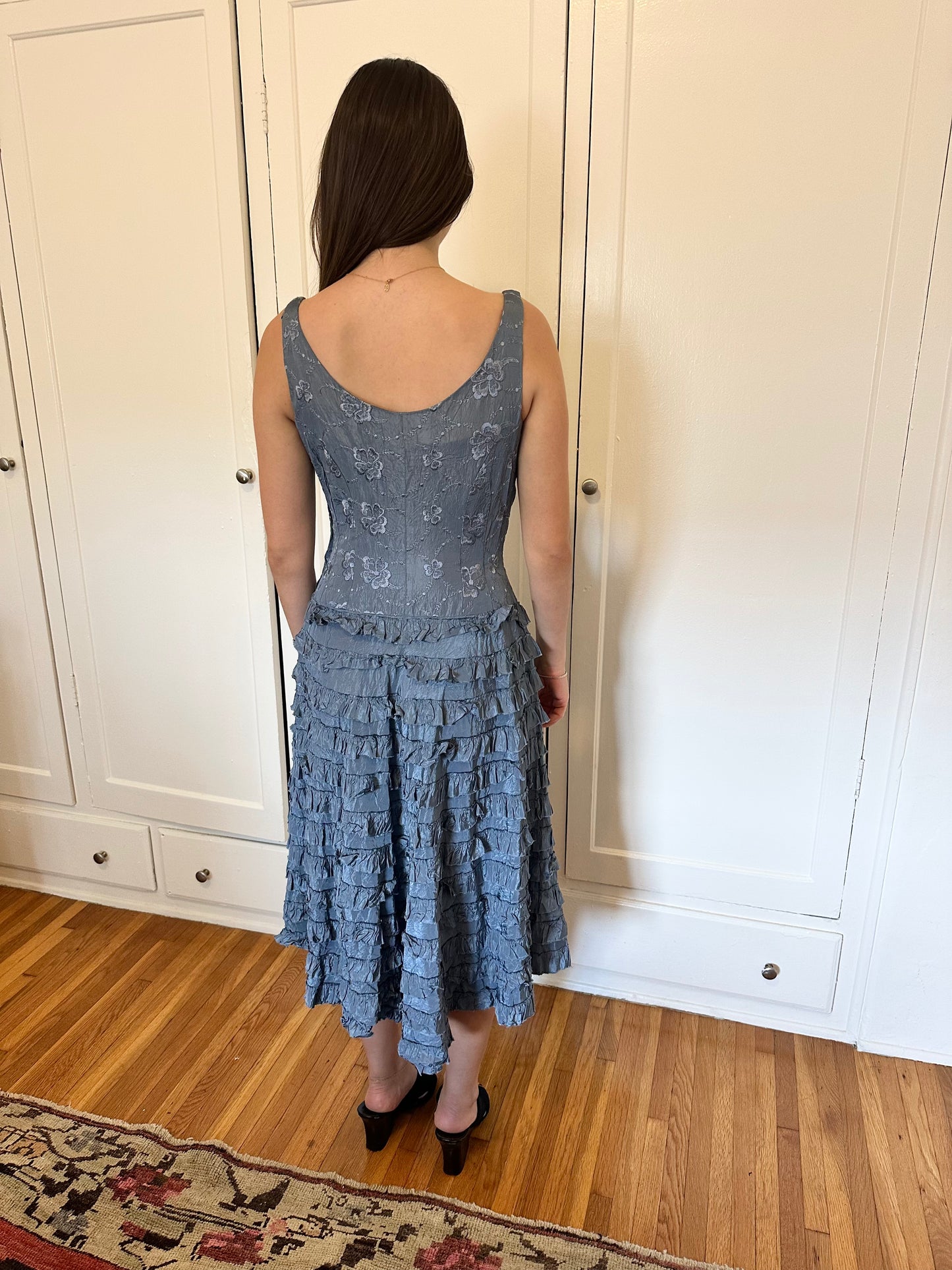 Antique Vintage - 1940s Tiered Ruffle Dress