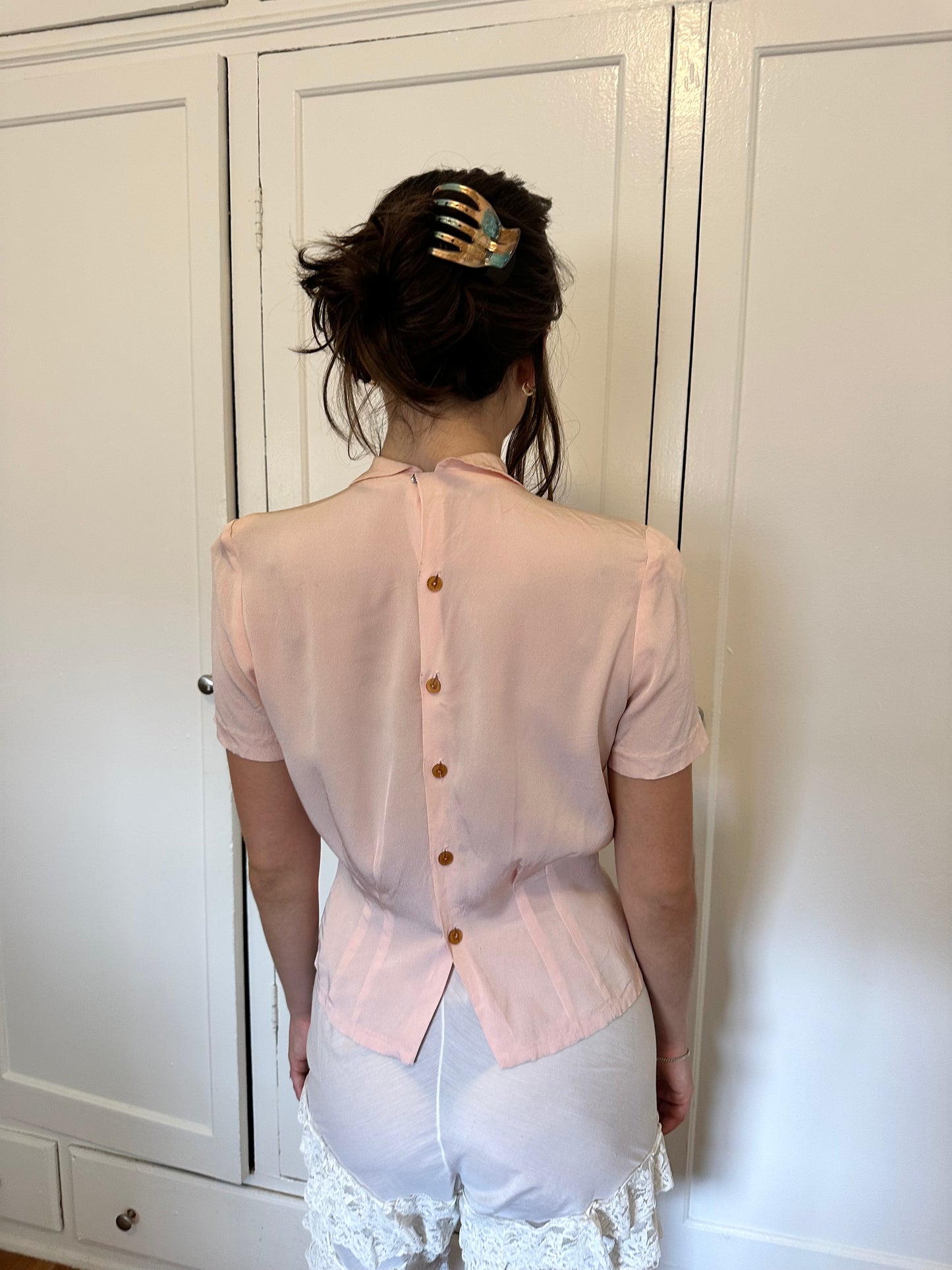 Antique Vintage - 1940s Baby Pink Blouse