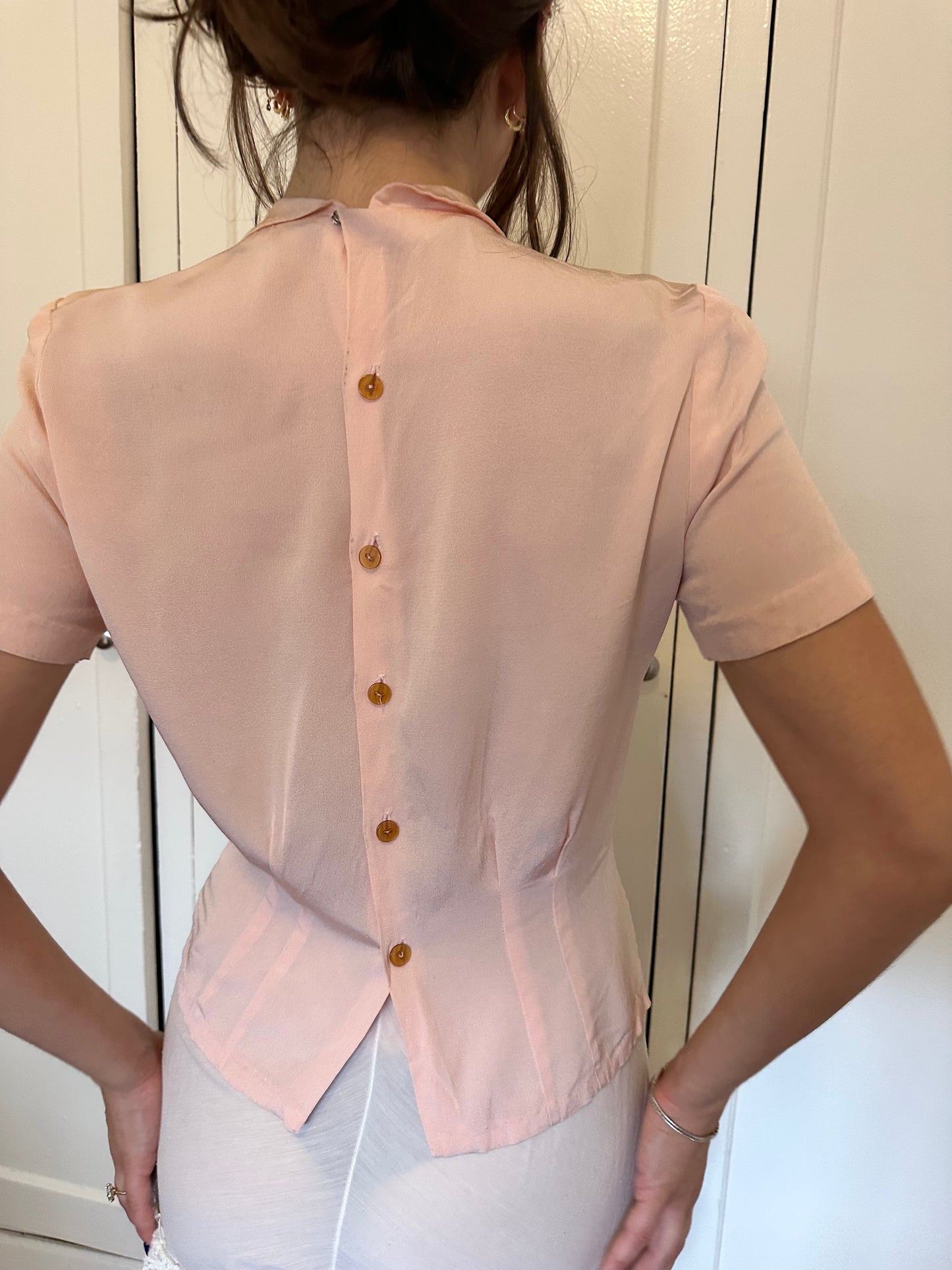 Antique Vintage - 1940s Baby Pink Blouse