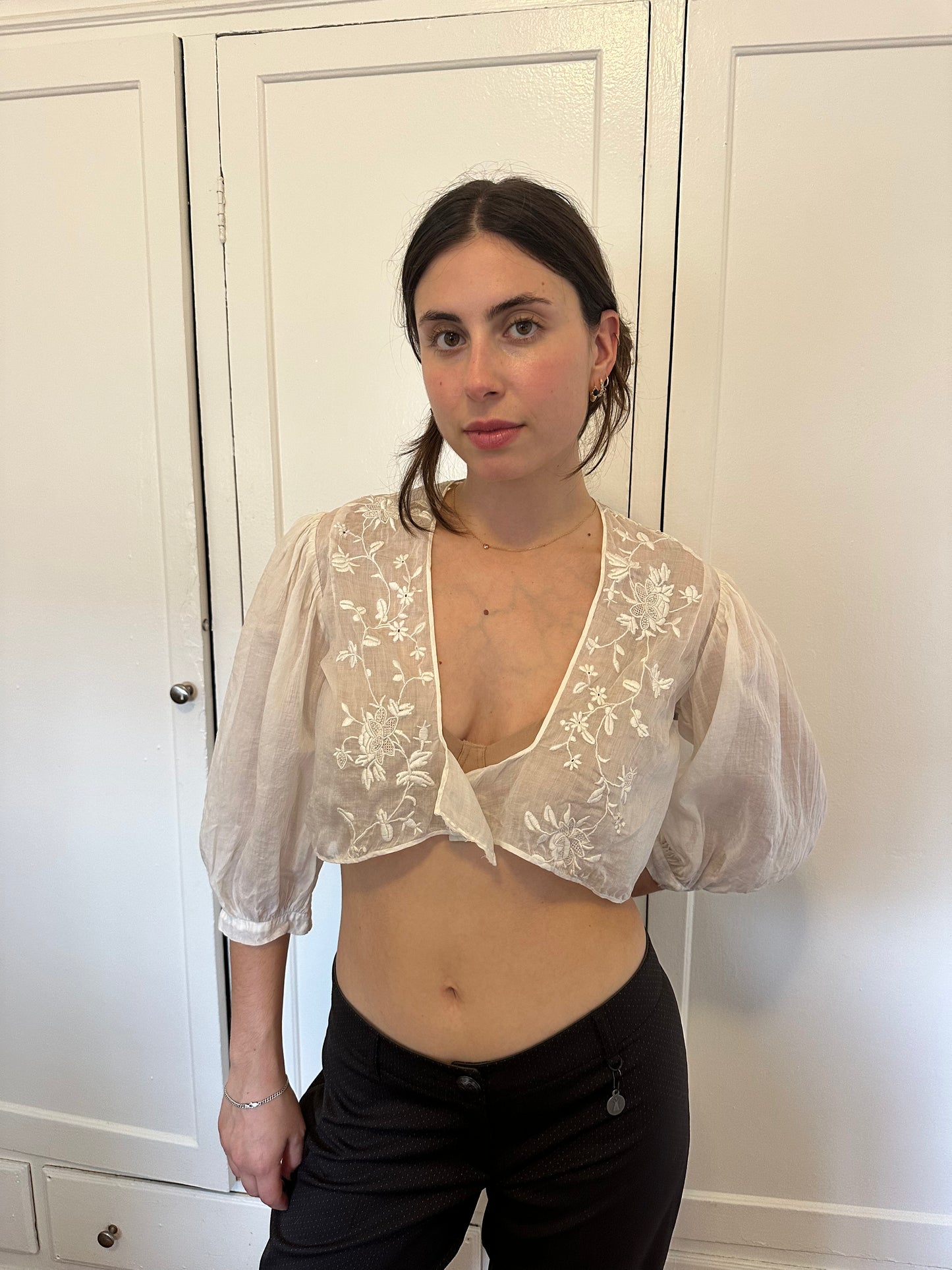 Antique Vintage - 1900s - 1920s Puff Sleeve Top