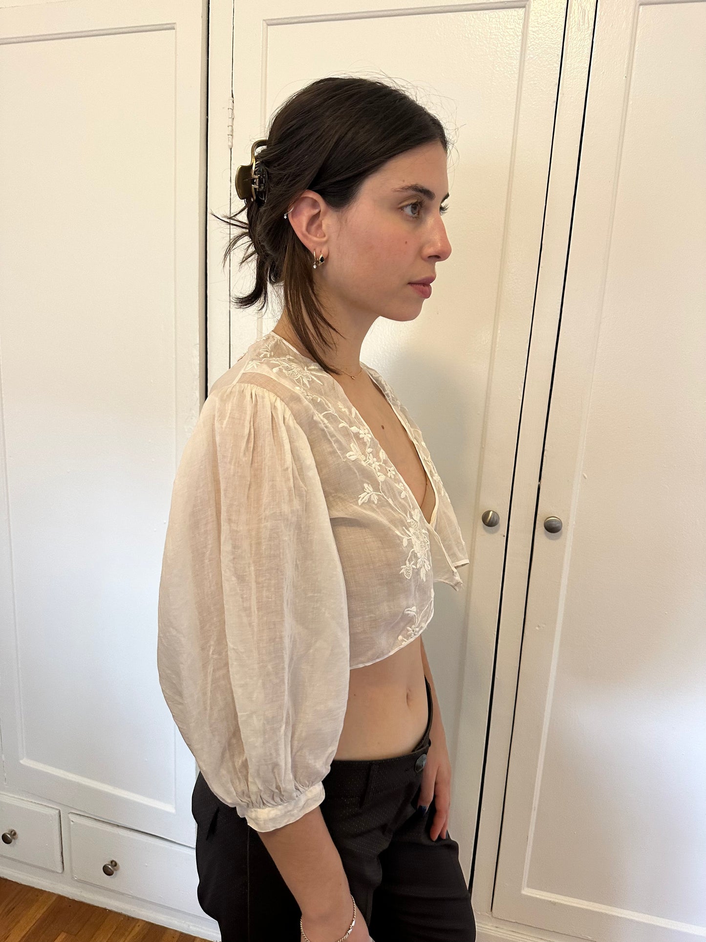 Antique Vintage - 1900s - 1920s Puff Sleeve Top