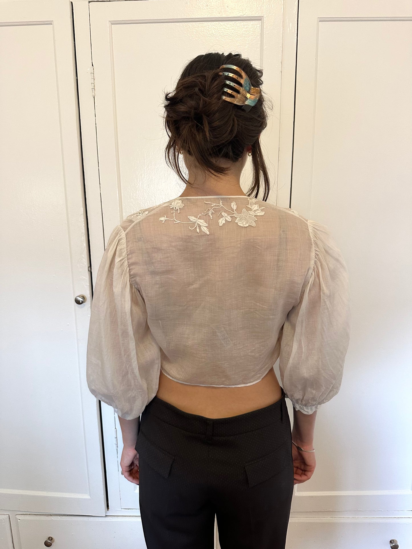 Antique Vintage - 1900s - 1920s Puff Sleeve Top