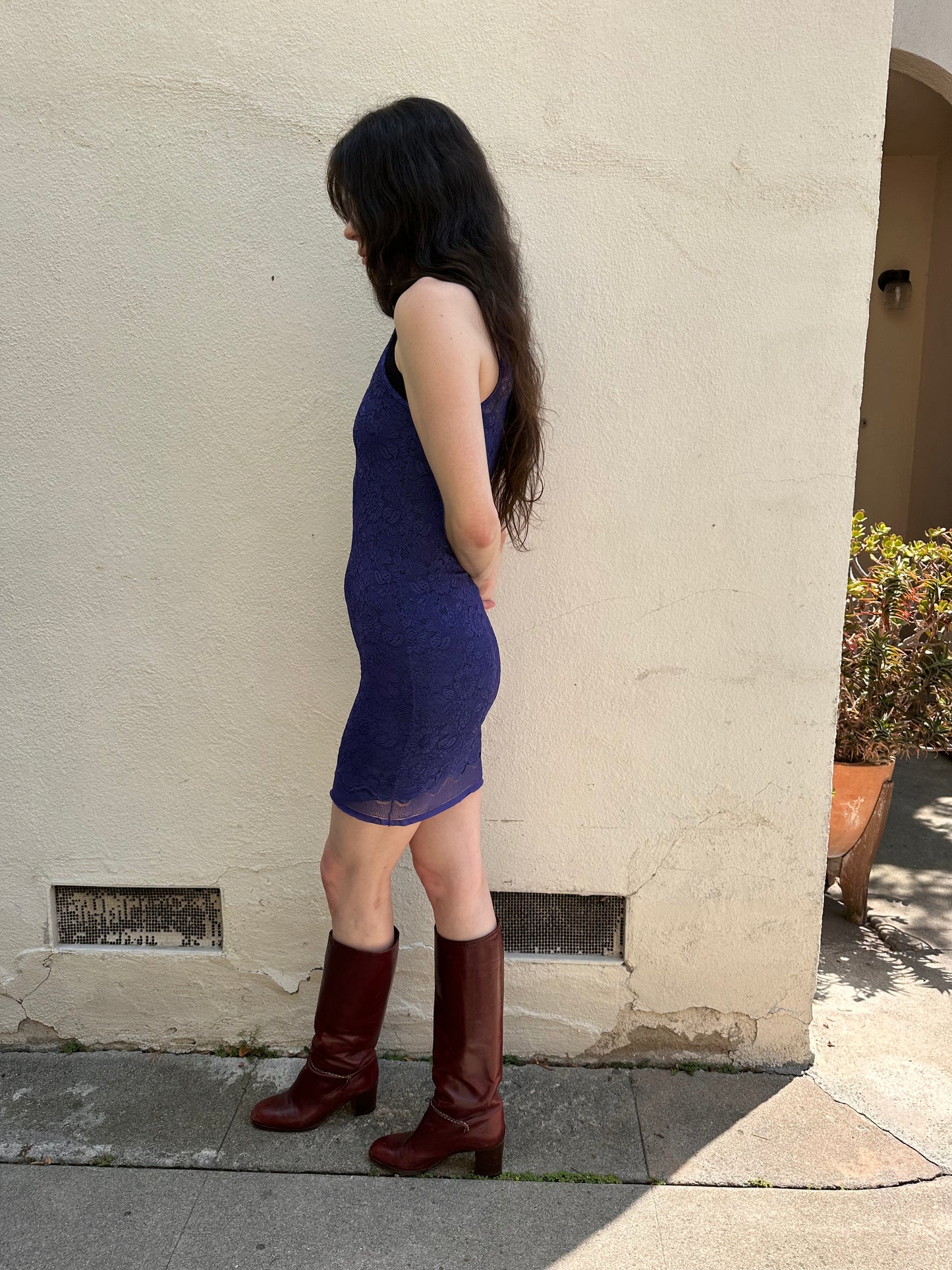 Indigo Lace Mini Dress