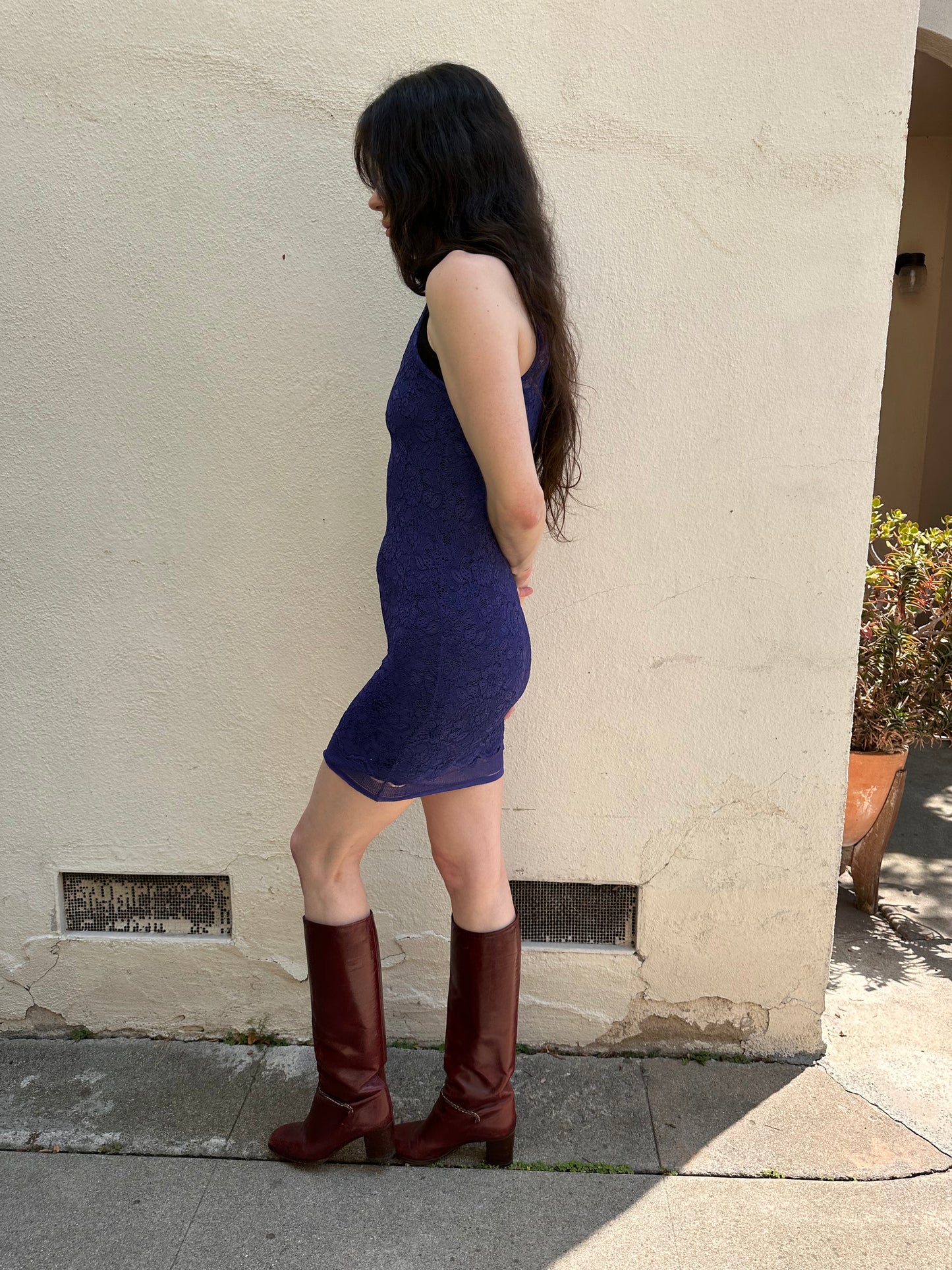 Indigo Lace Mini Dress