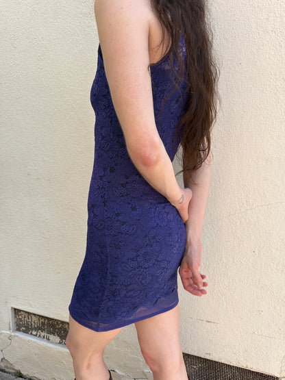 Indigo Lace Mini Dress