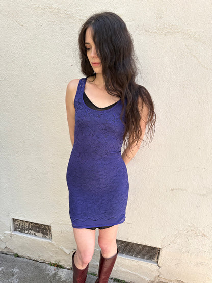Indigo Lace Mini Dress